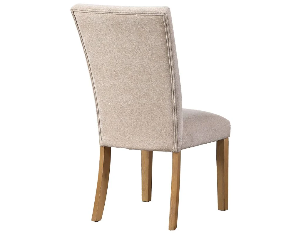 Artemis 5 Piece 70″ Rect White Marble Table, Tan Finish w/4 Beige Chenille Chairs - Image 12