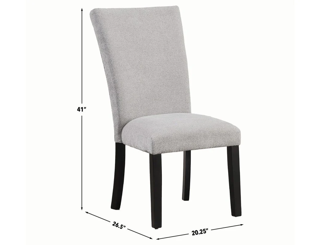 Artemis 5 Piece 70″ Rectangular Gray Marble Table, Black Finish with 4 Gray Chenille Chairs - Image 14
