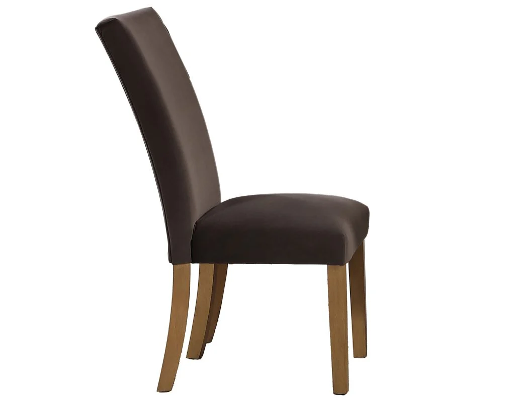 Artemis 70″ Rect White Marble Table, Tan Finish with 4 Brown Velvet Chairs - Image 12