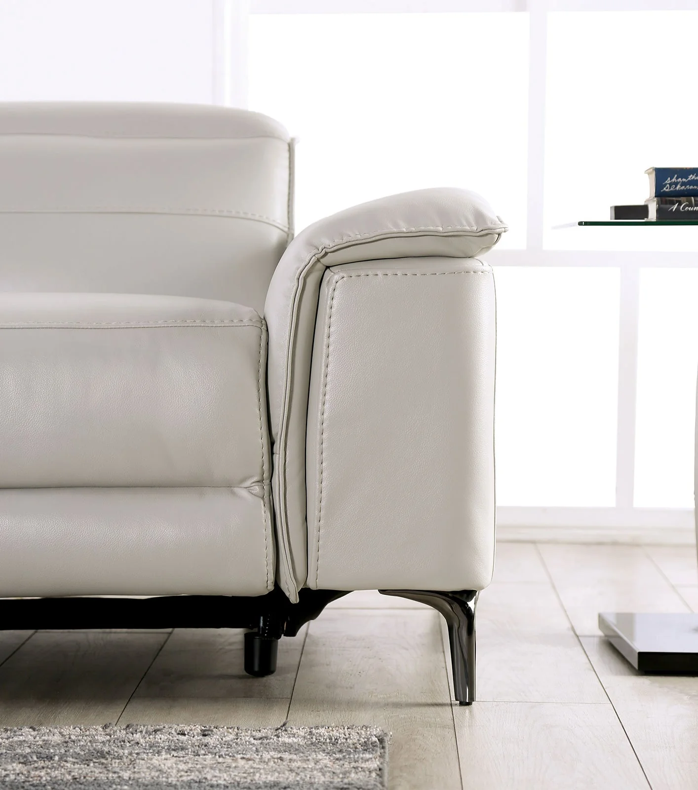 Ascona Light Taupe Leatherette Power Reclining Sofa & Loveseat - Image 10
