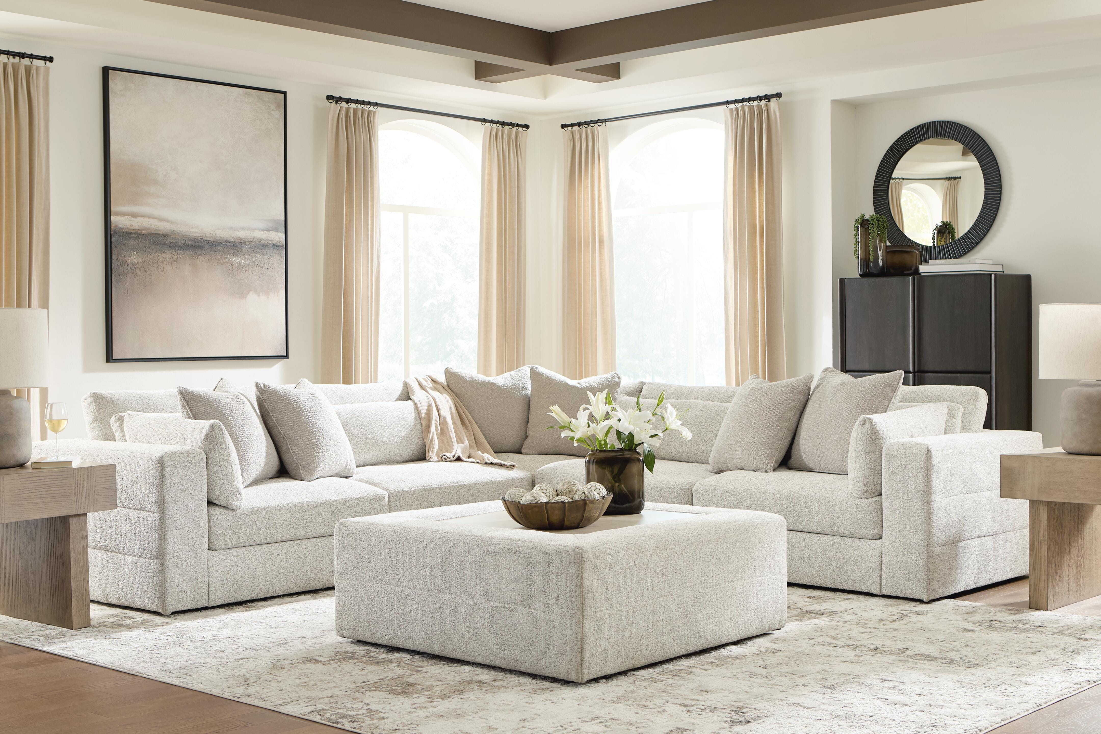 Ashbourne Estate Snowstone 5-Piece Sectional - Image 4