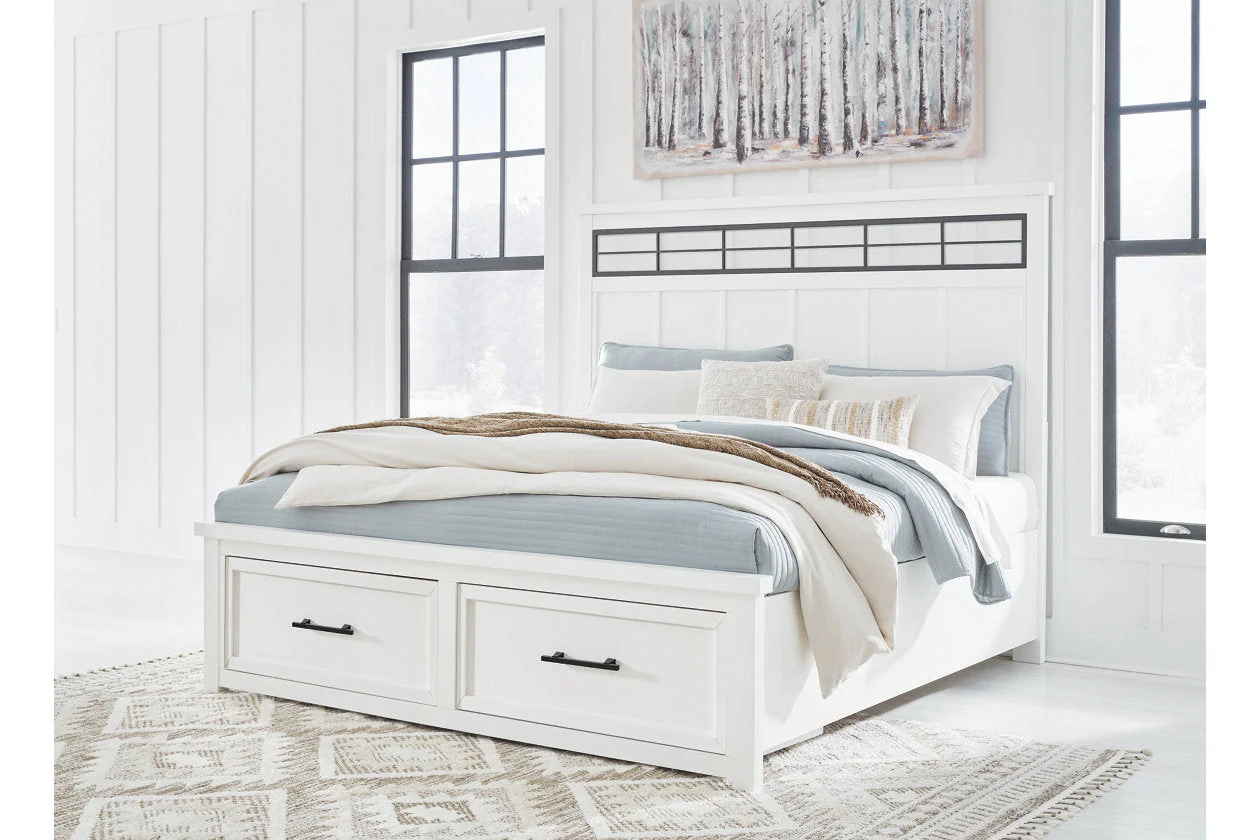 Ashbryn White/Natural California King Storage Platform Bed
