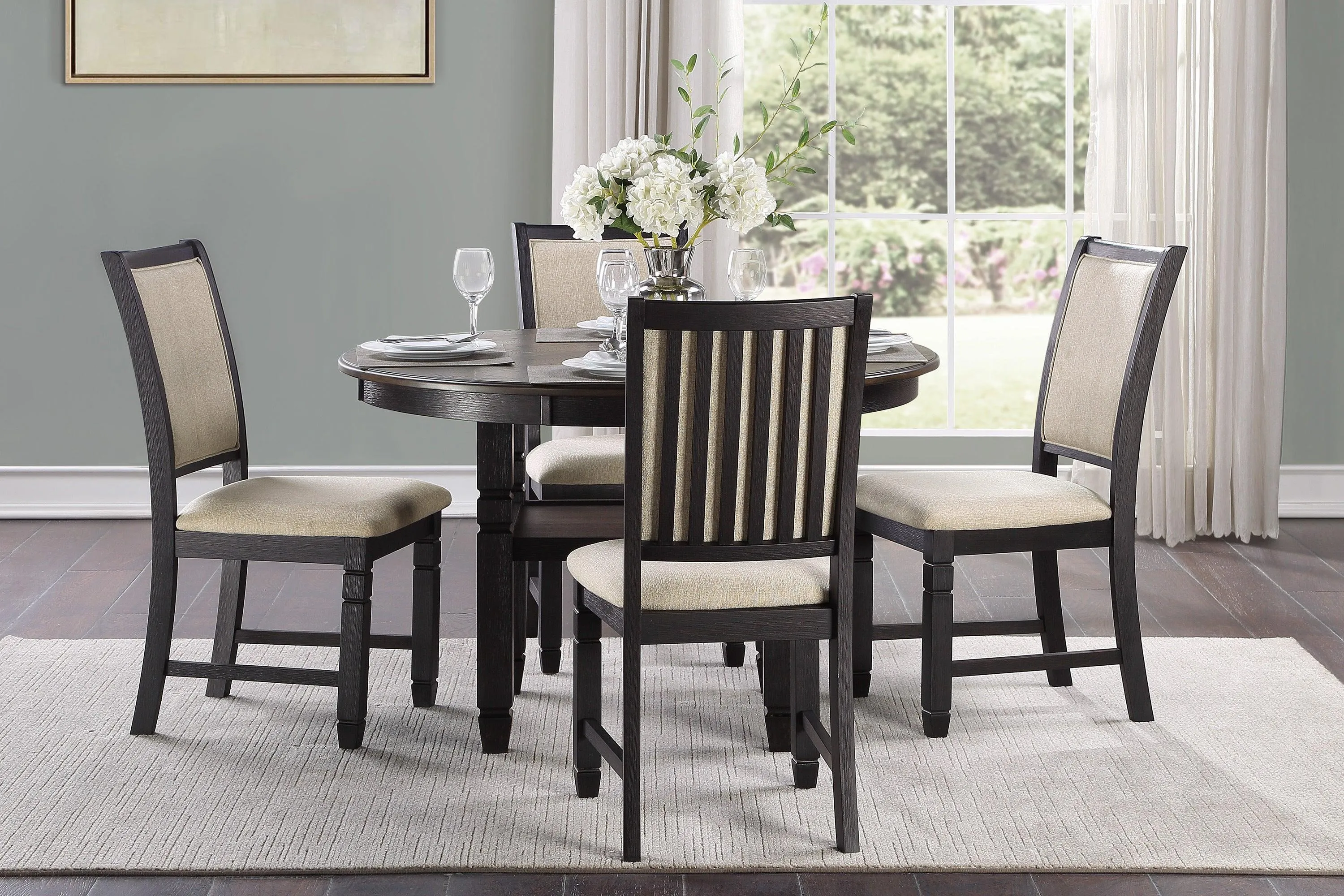 Asher Black/Brown Round Dining Table - Image 2
