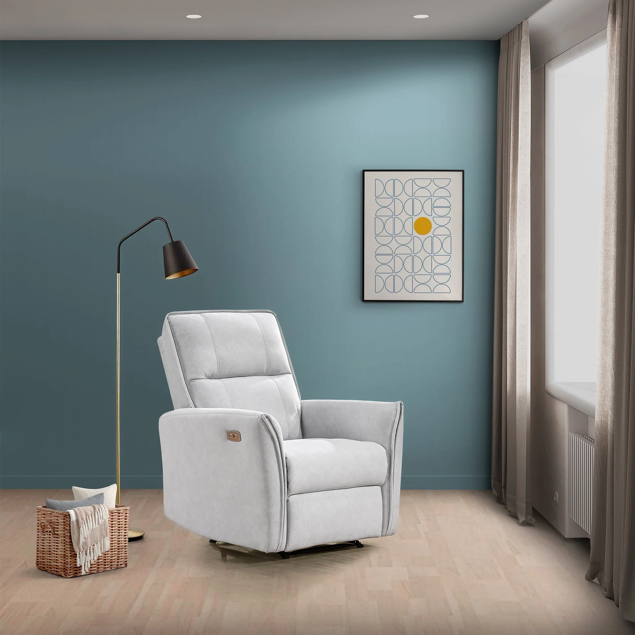 Asheville Grey Suede Recliner Chair - Image 5