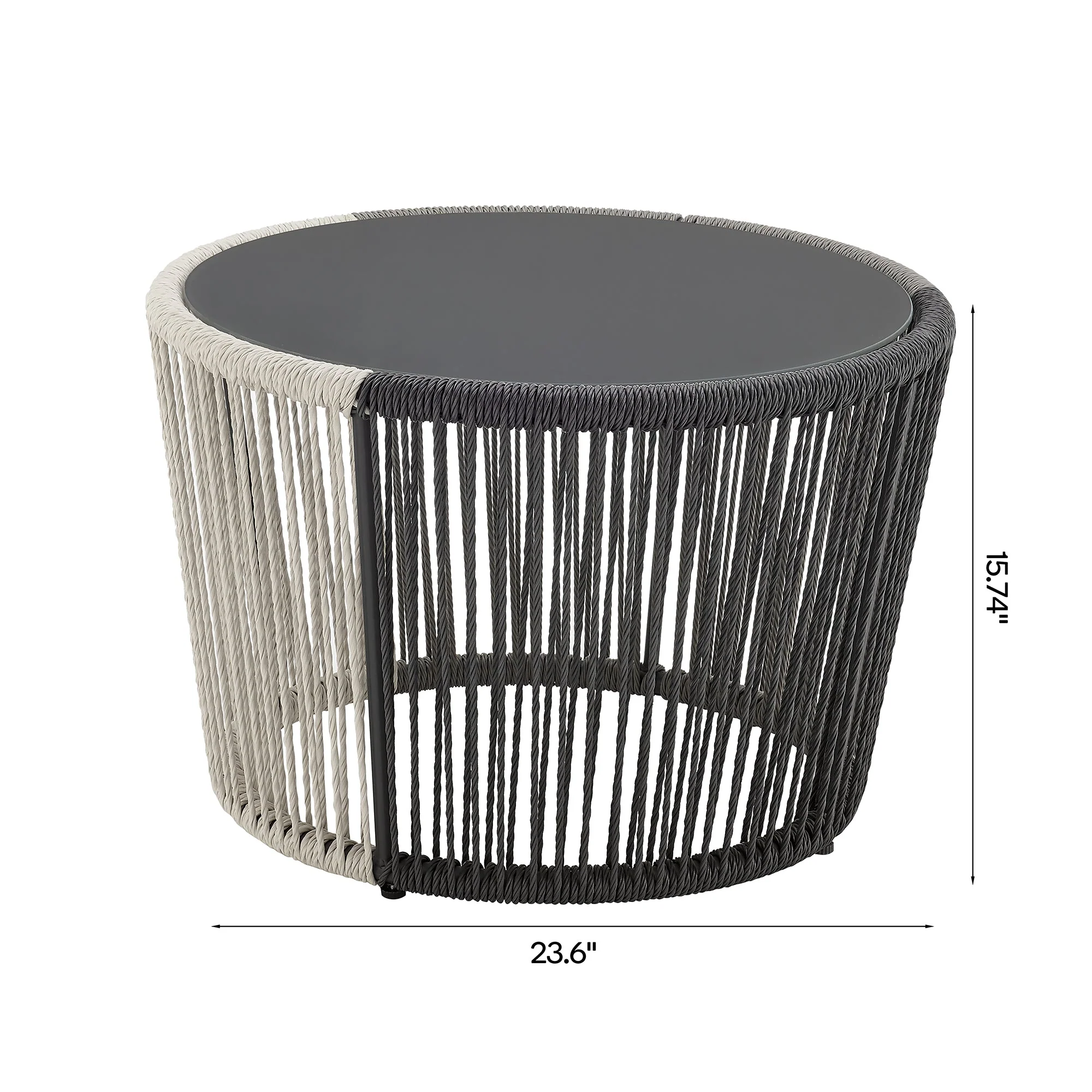 Ashland 3-Piece Patio Conversation Set with Foot Ottomans in Grey - Image 6