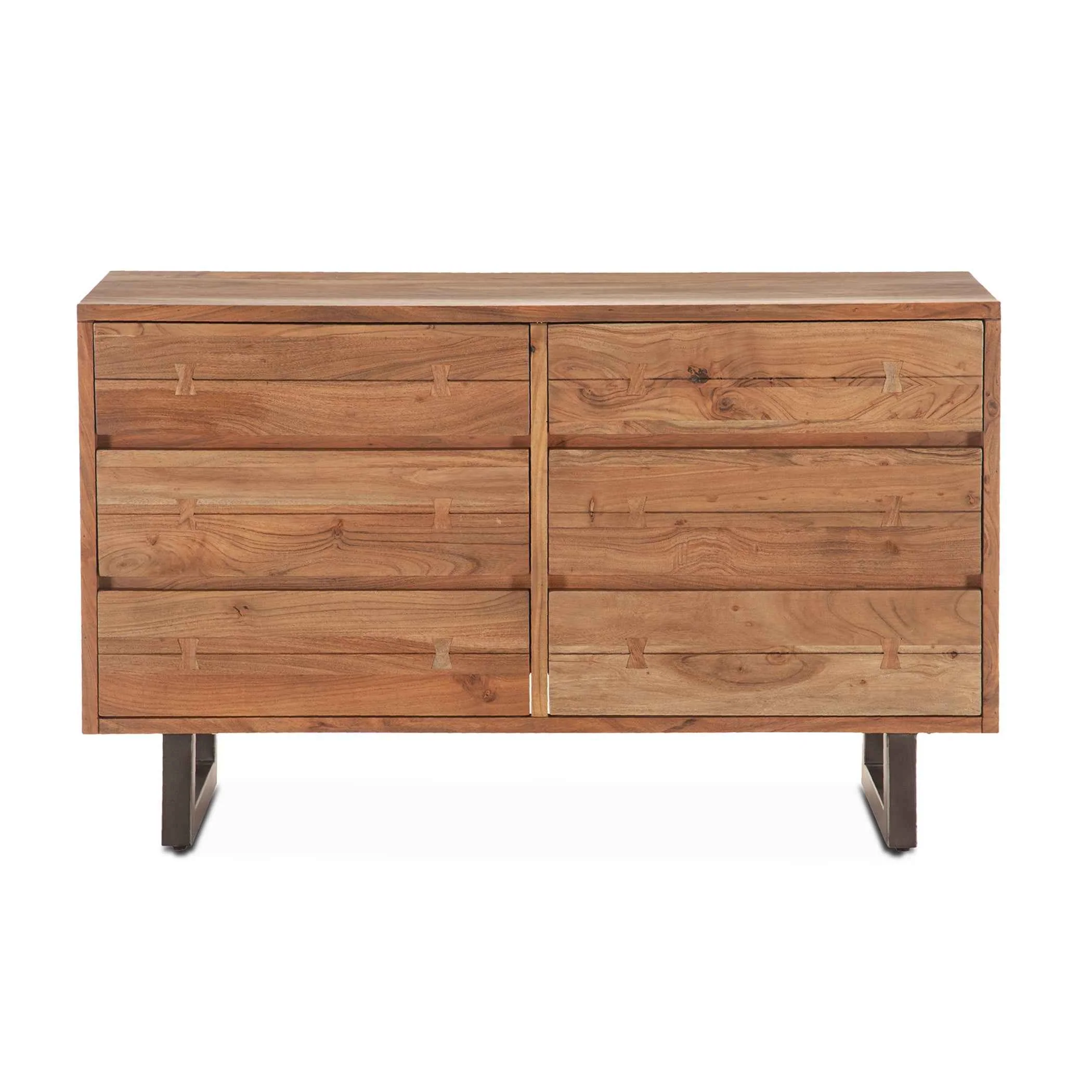 Aspen 58" Six Drawer Dresser in Smoked Acacia