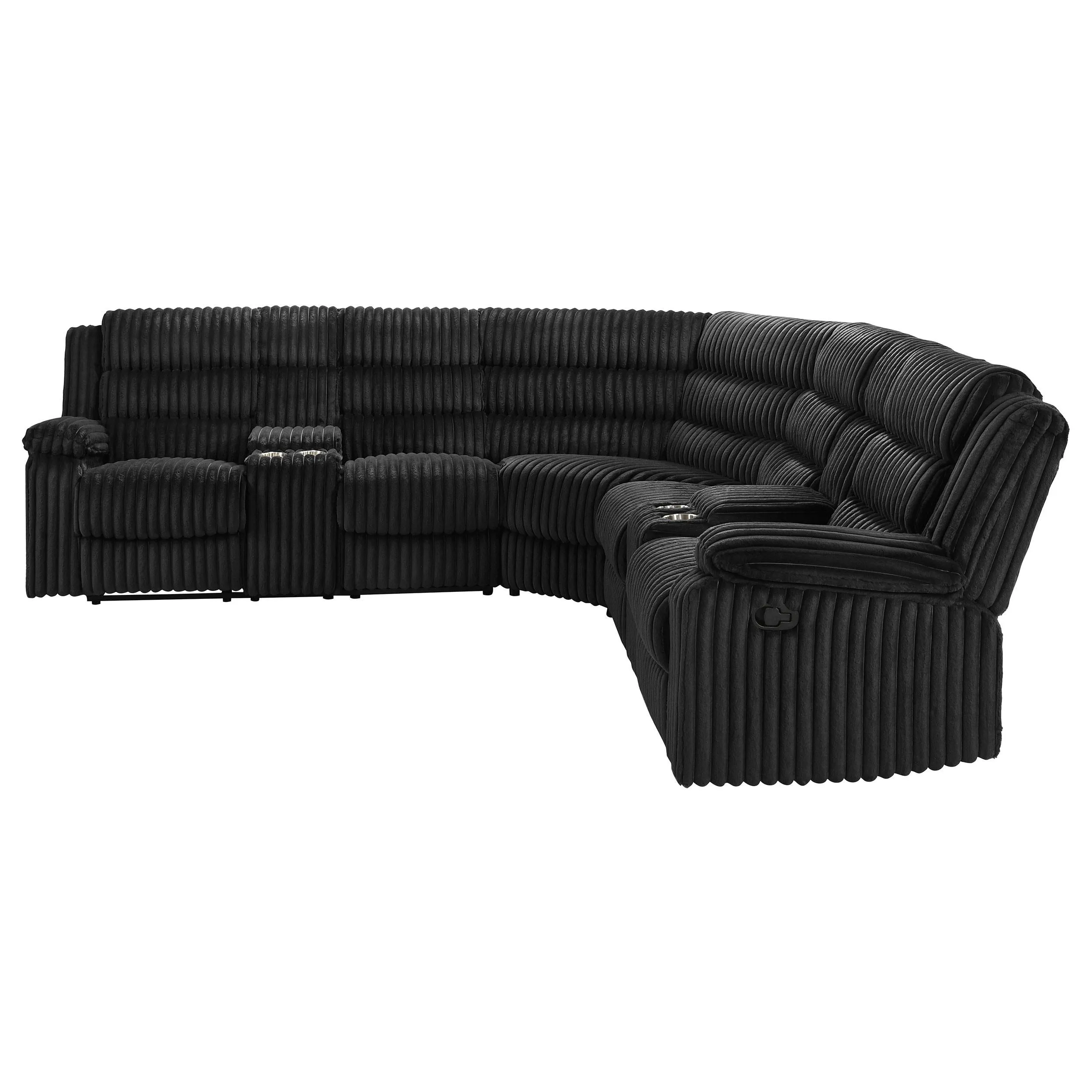Atkinson Black Upholstered Reclining Sectional Sofa - Image 6
