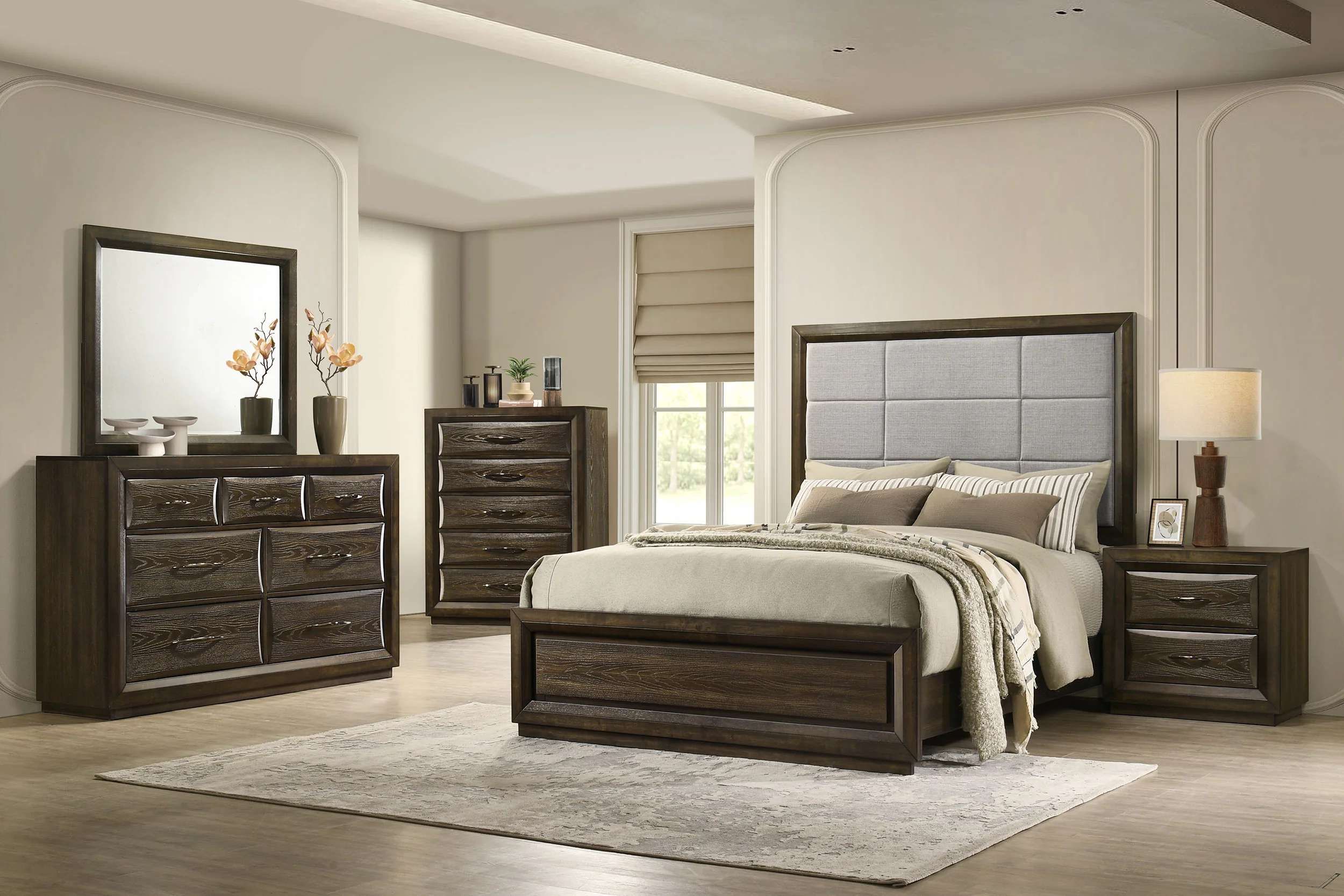Atlas Dark Oak 7-drawer Bedroom Dresser and Mirror Set - Image 14