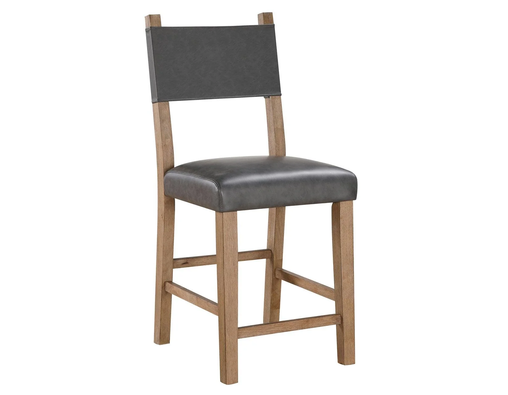 Aubrey 24″ Driftwood Counter Chair with Gray Vegan Leather - Image 3