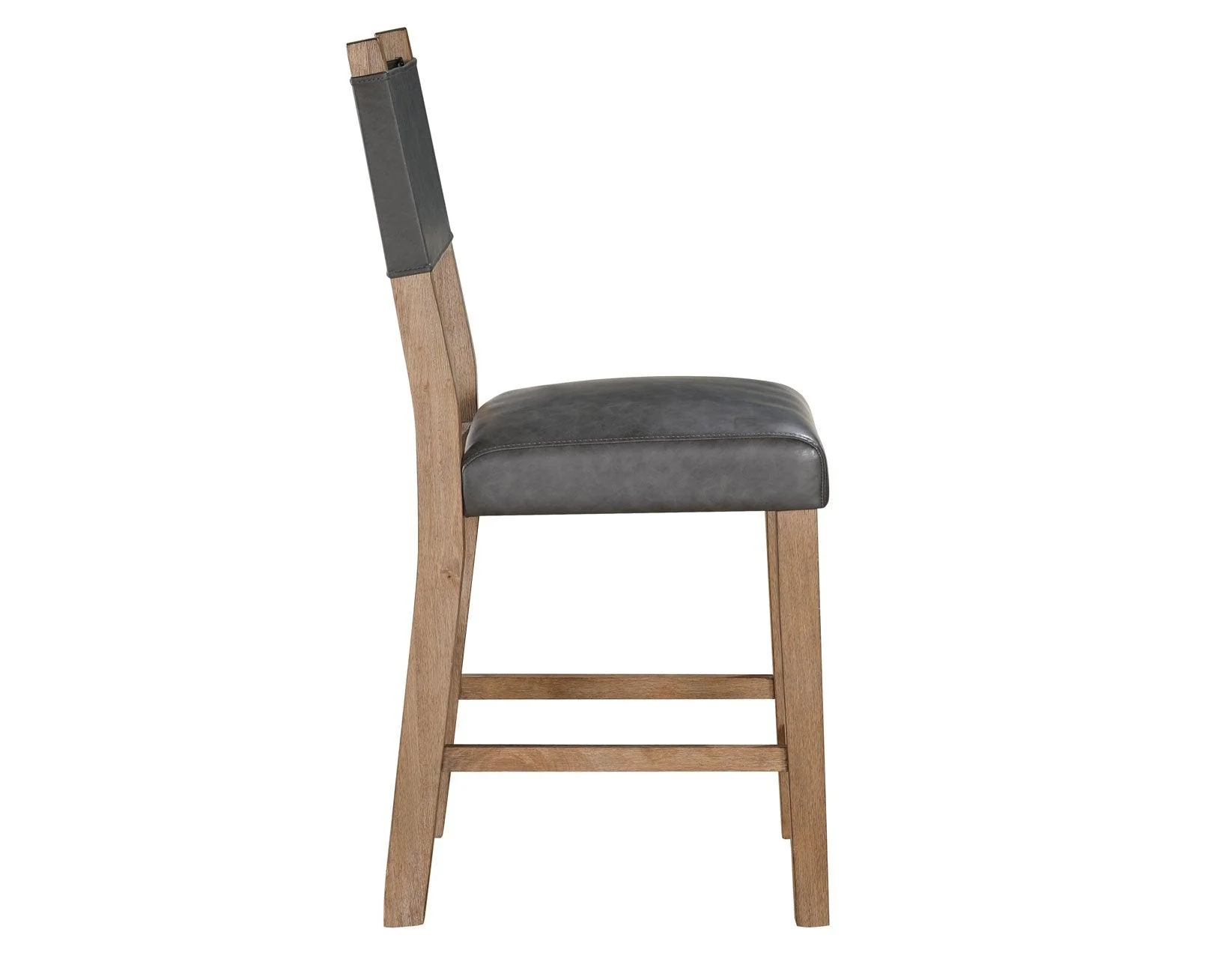 Aubrey 24″ Driftwood Counter Chair with Gray Vegan Leather - Image 4