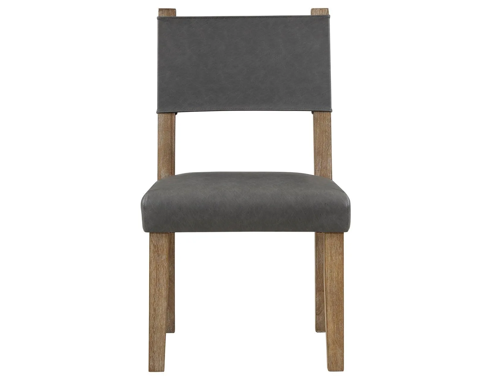 Aubrey Side Chair, Gray Vegan Leather with Driftwood wood finish - Image 6