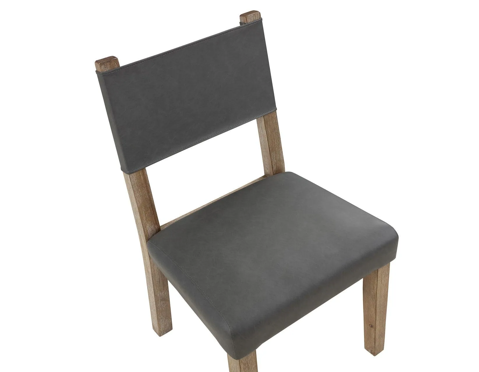 Aubrey Side Chair, Gray Vegan Leather with Driftwood wood finish - Image 7