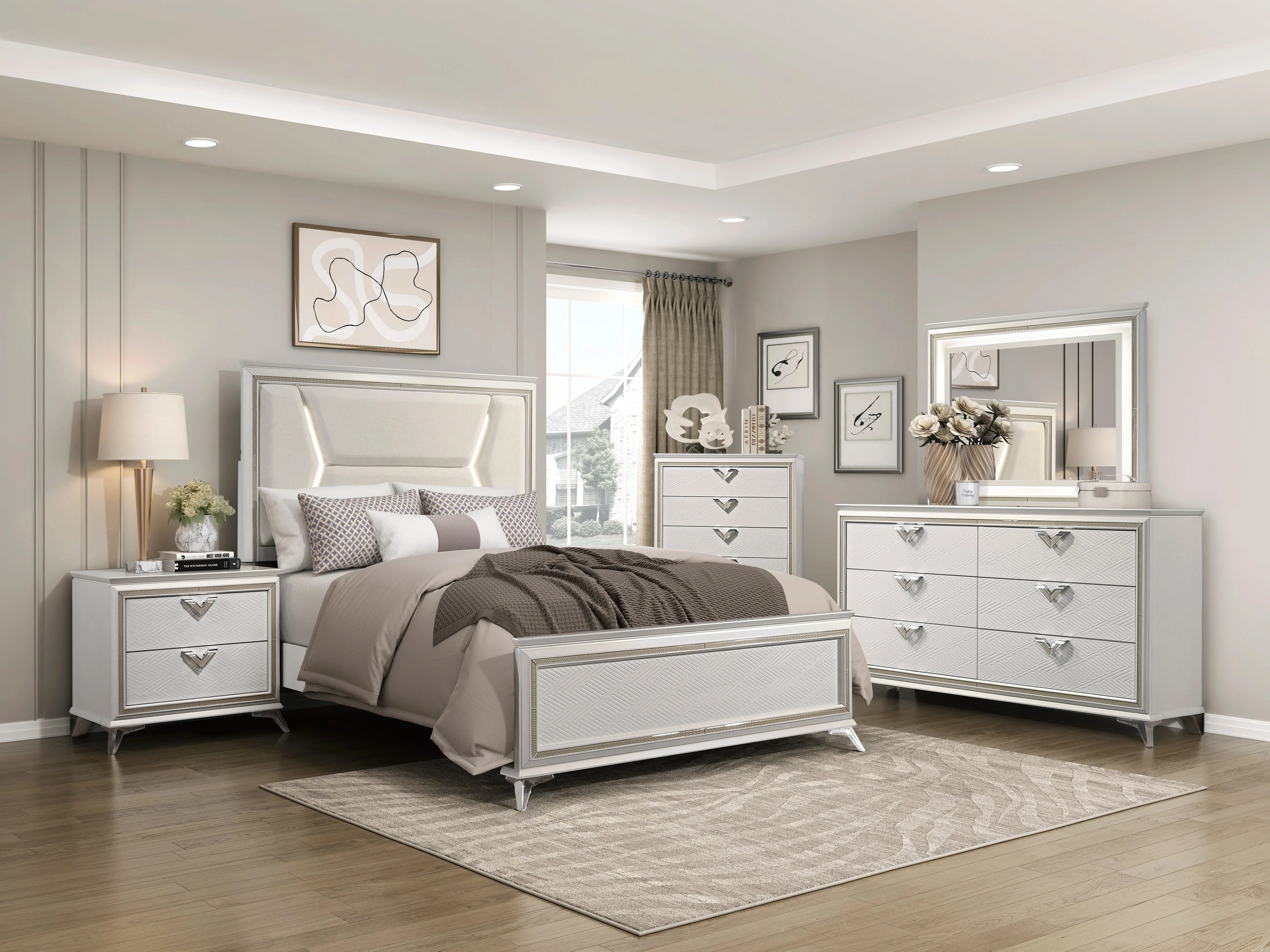 Audra White King Panel Bed - Image 10