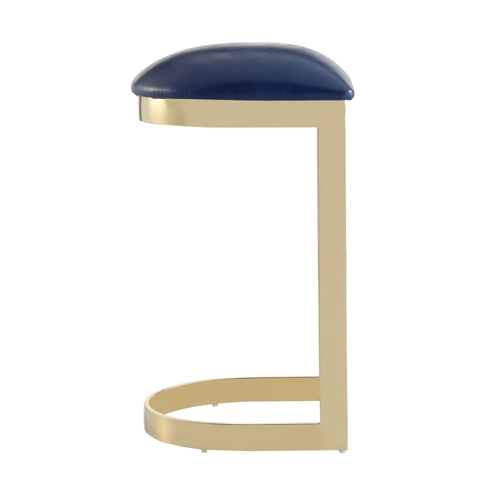 Aura Bar Stool in Blue and Polished Brass - Image 5