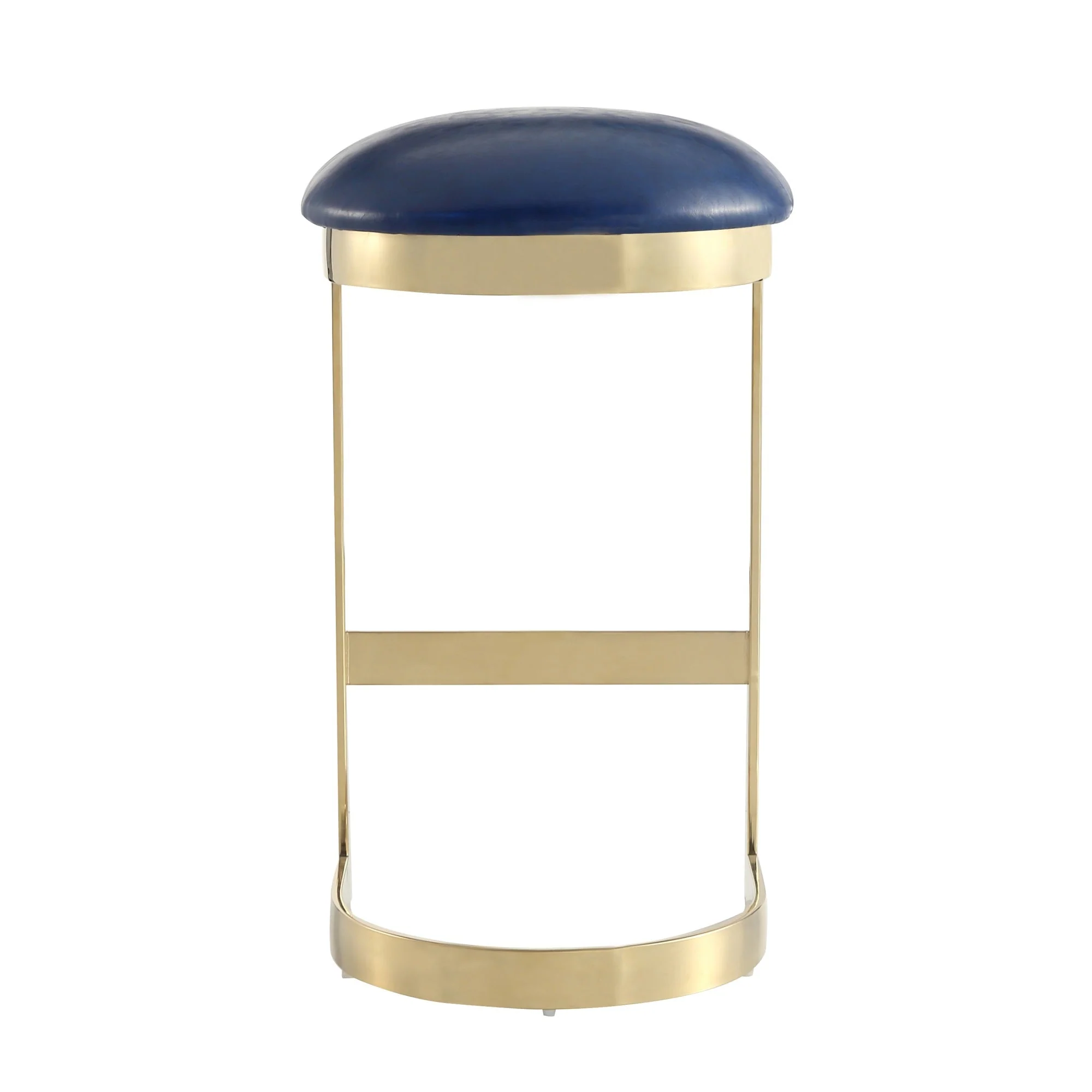 Aura Bar Stool in Blue and Polished Brass (set of 3) - Image 8