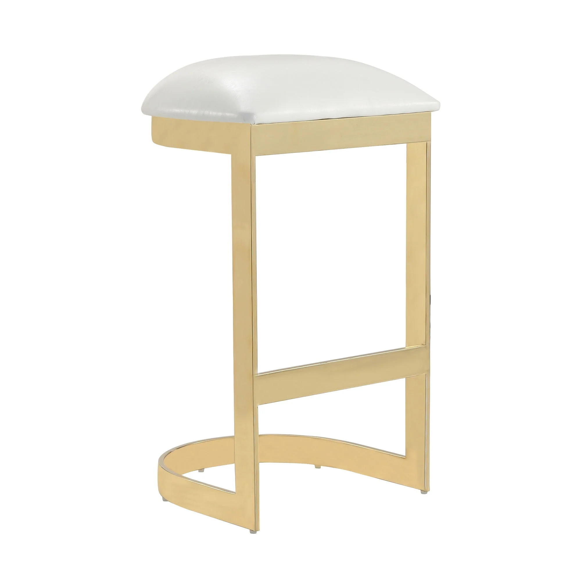 Aura Bar Stool in White and Polished Brass (set of 3) - Image 4
