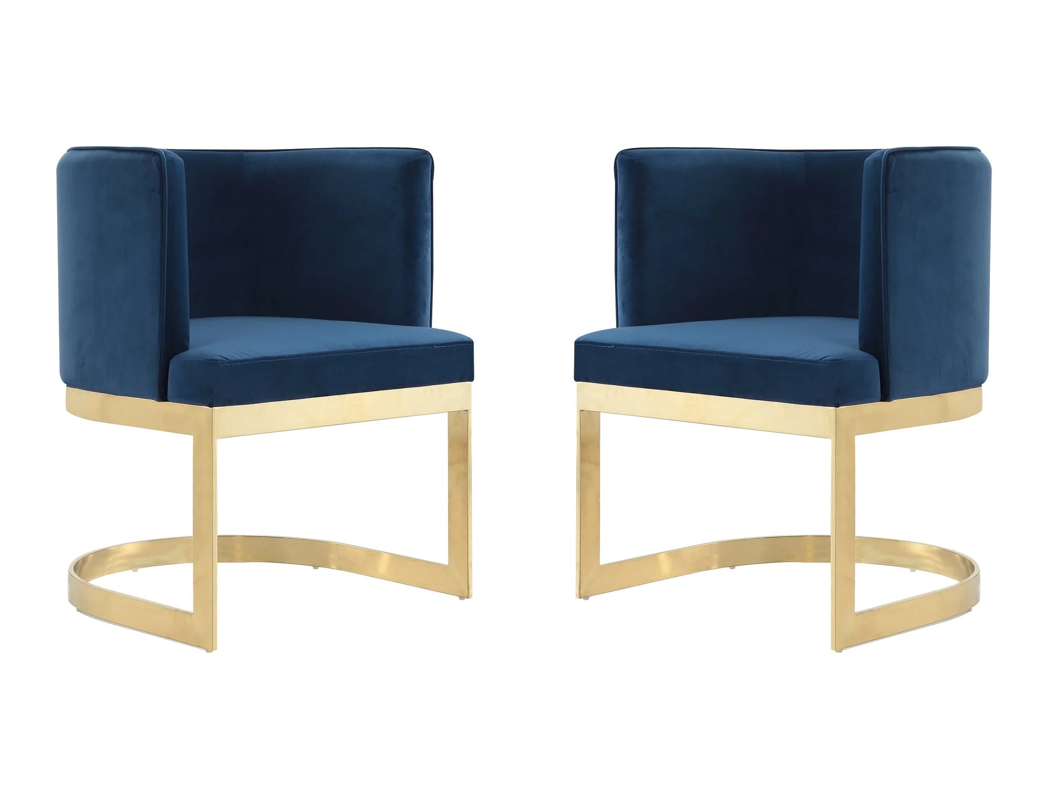 Aura Dining Chair in Royal Blue and Polished Brass (set of 2)