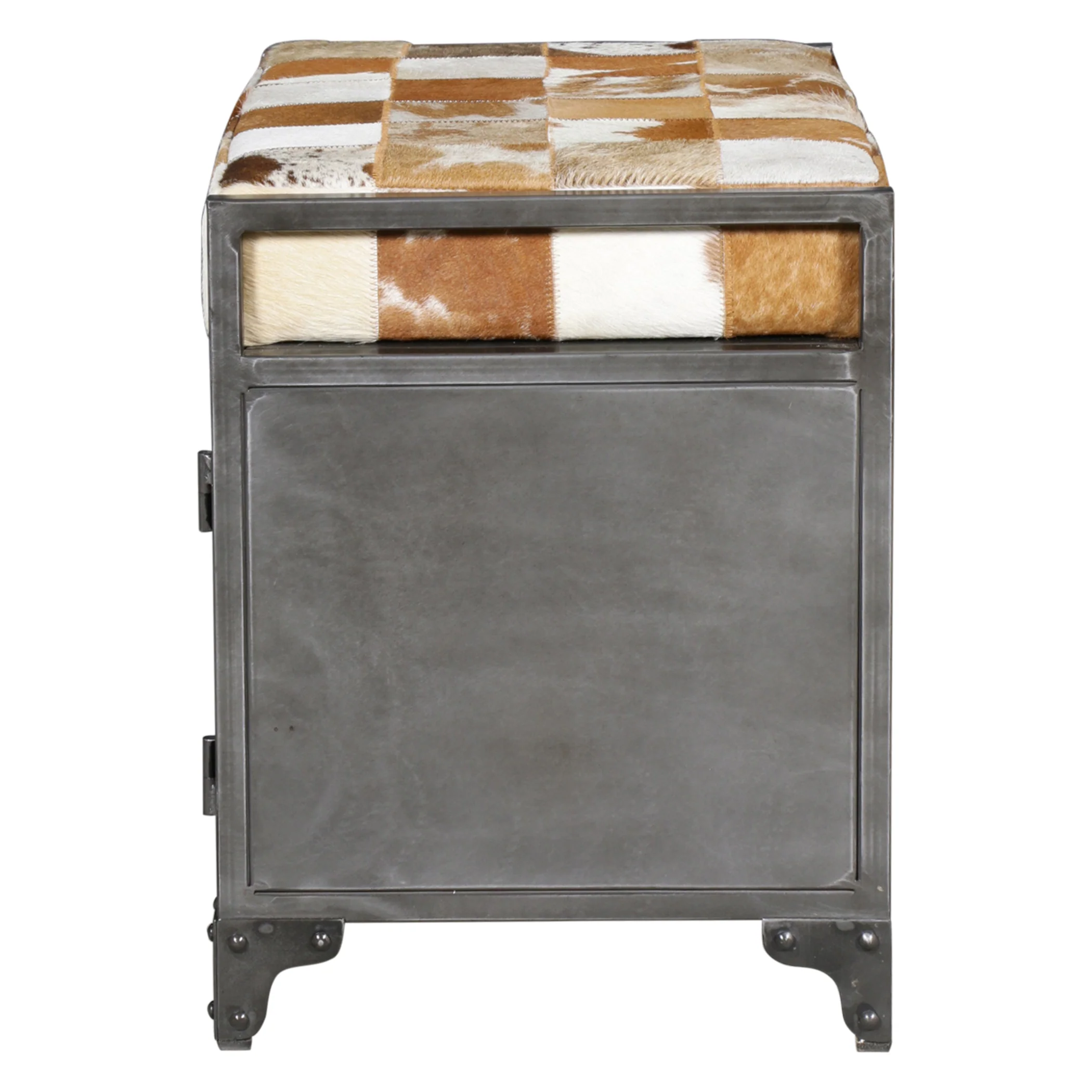 Austin 23" Small Brown Hair on Hide Reclaimed Locker Bench - Image 5