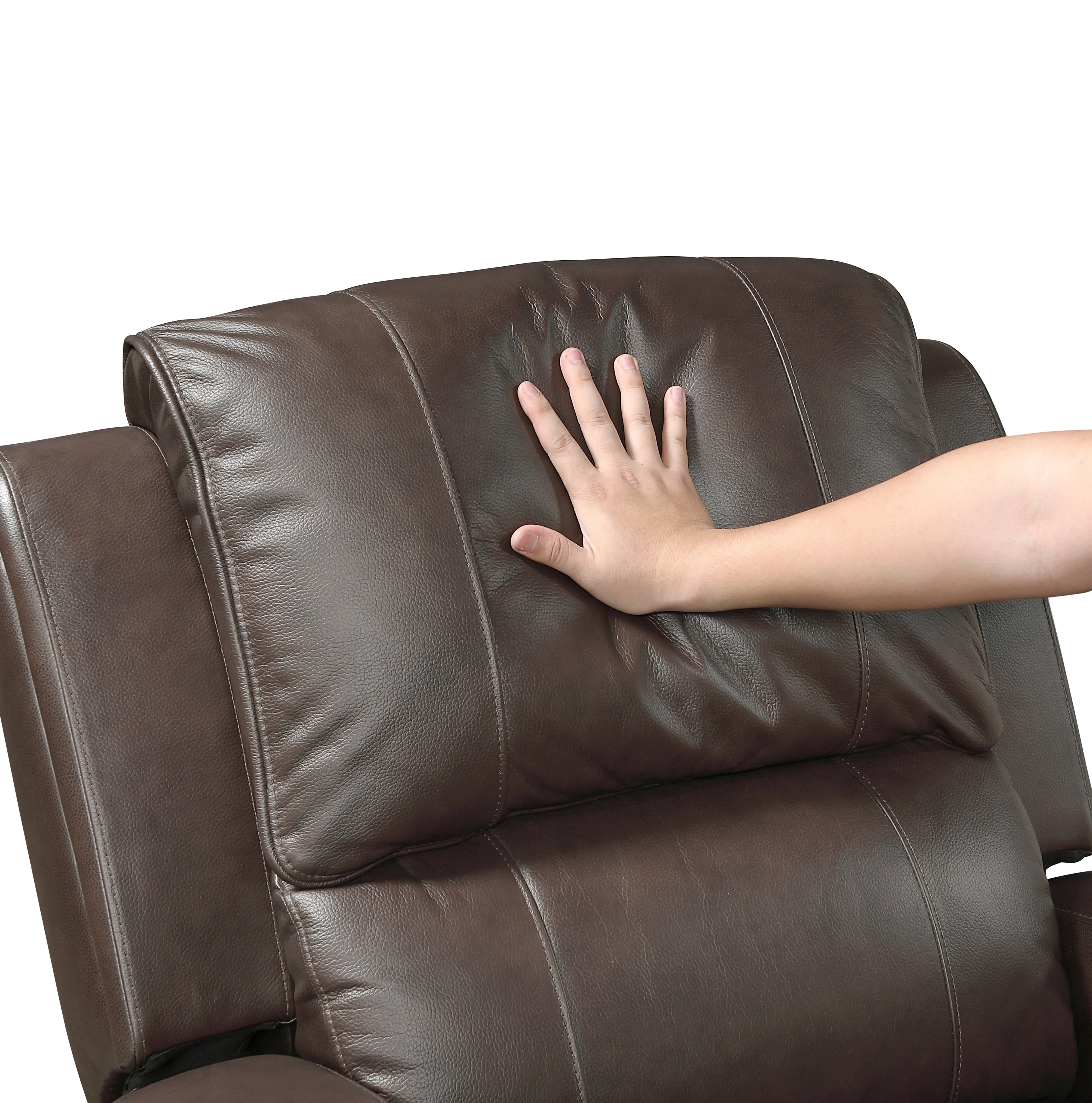 Austin Brown Genuine Leather Double Reclining Loveseat with Center Console - Image 5