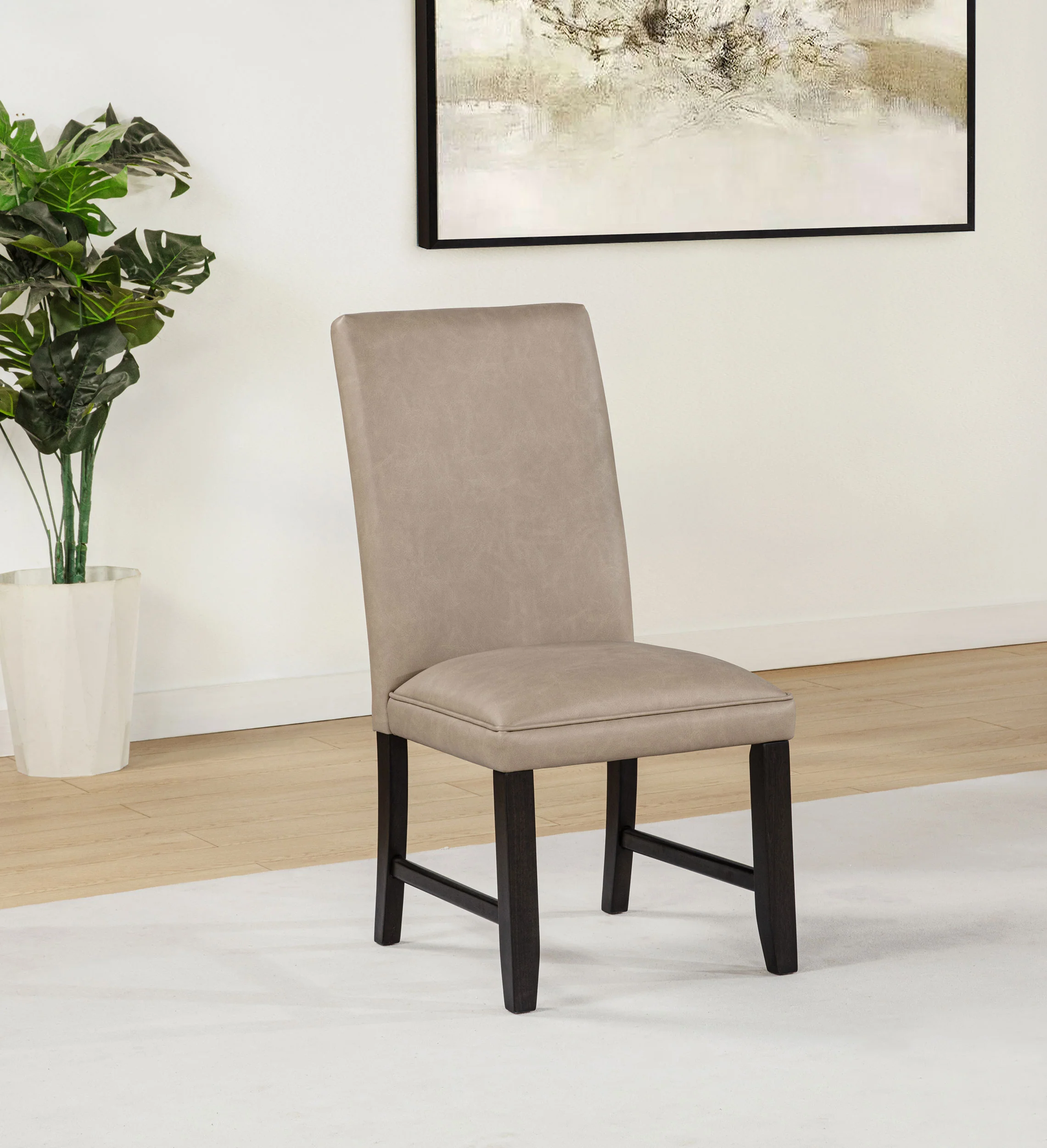 Averill Tan  Faux Leather Upholstered Dining Side Chair (Set of 2) - Image 2