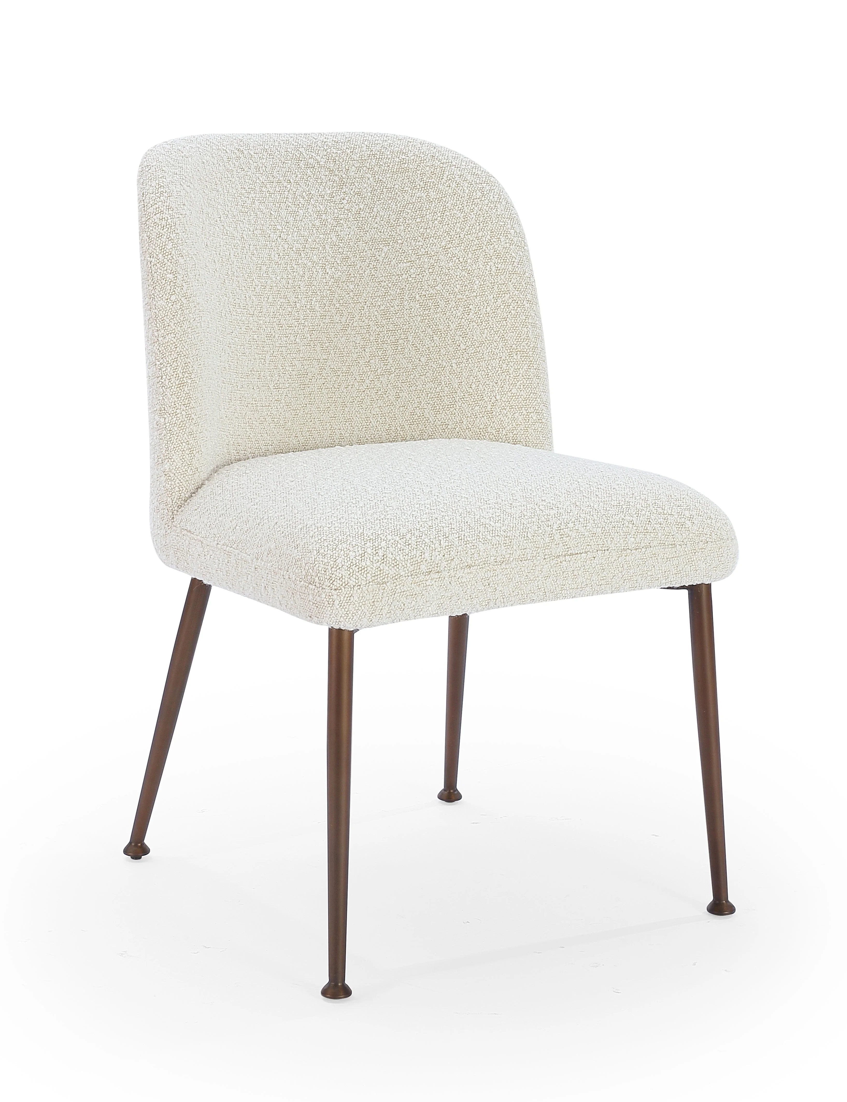 Avery Upholstered Dining Chair in Ricotta Boucle and Bronze Metal (Set of 2) - Image 2