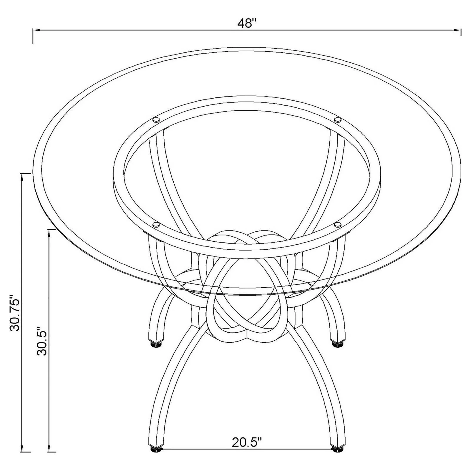 Aviano Clear and Gunmetal 48" Round Glass Top Dining Table - Image 11