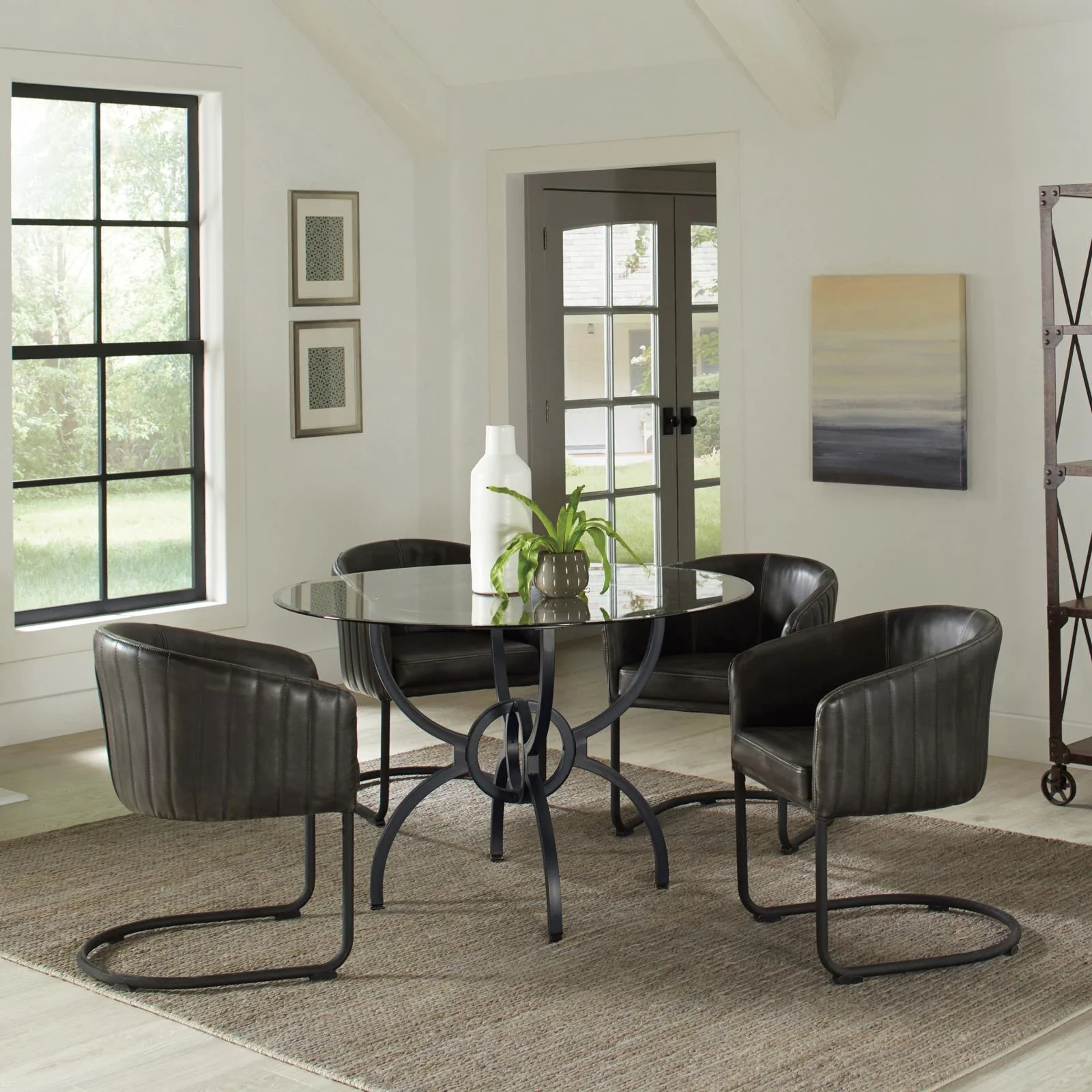 Aviano Clear and Gunmetal 48" Round Glass Top Dining Table - Image 8