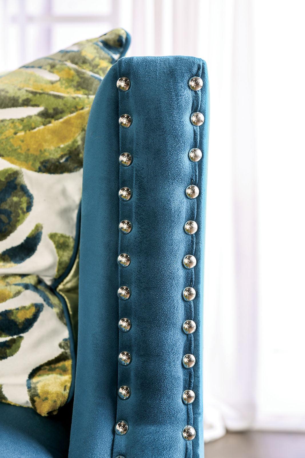 Azuletti Dark Teal/Apple Green Loveseat - Image 6