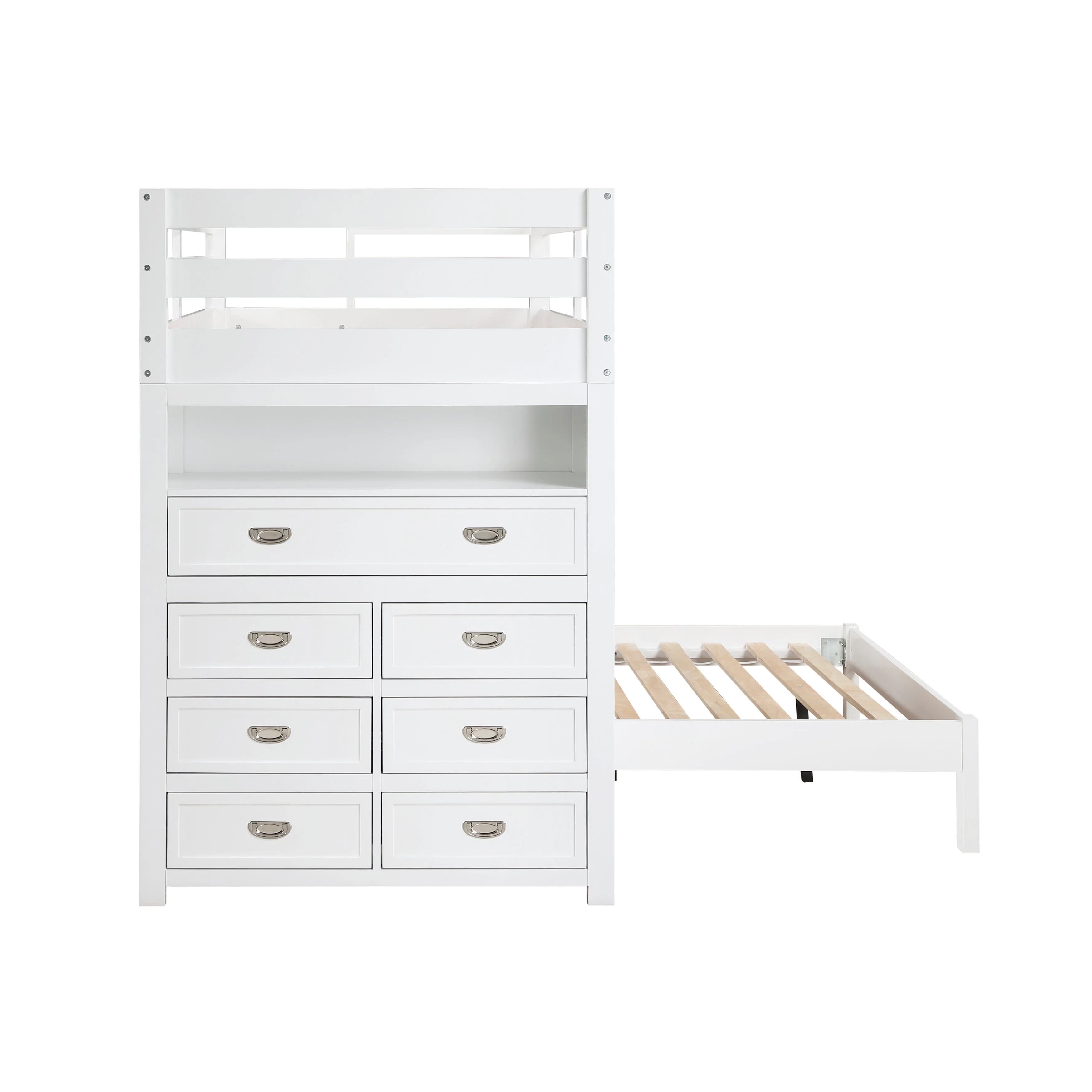 Sloane White Twin/Full Loft Bunk Bed with Chest and Hidden Desk - Image 6