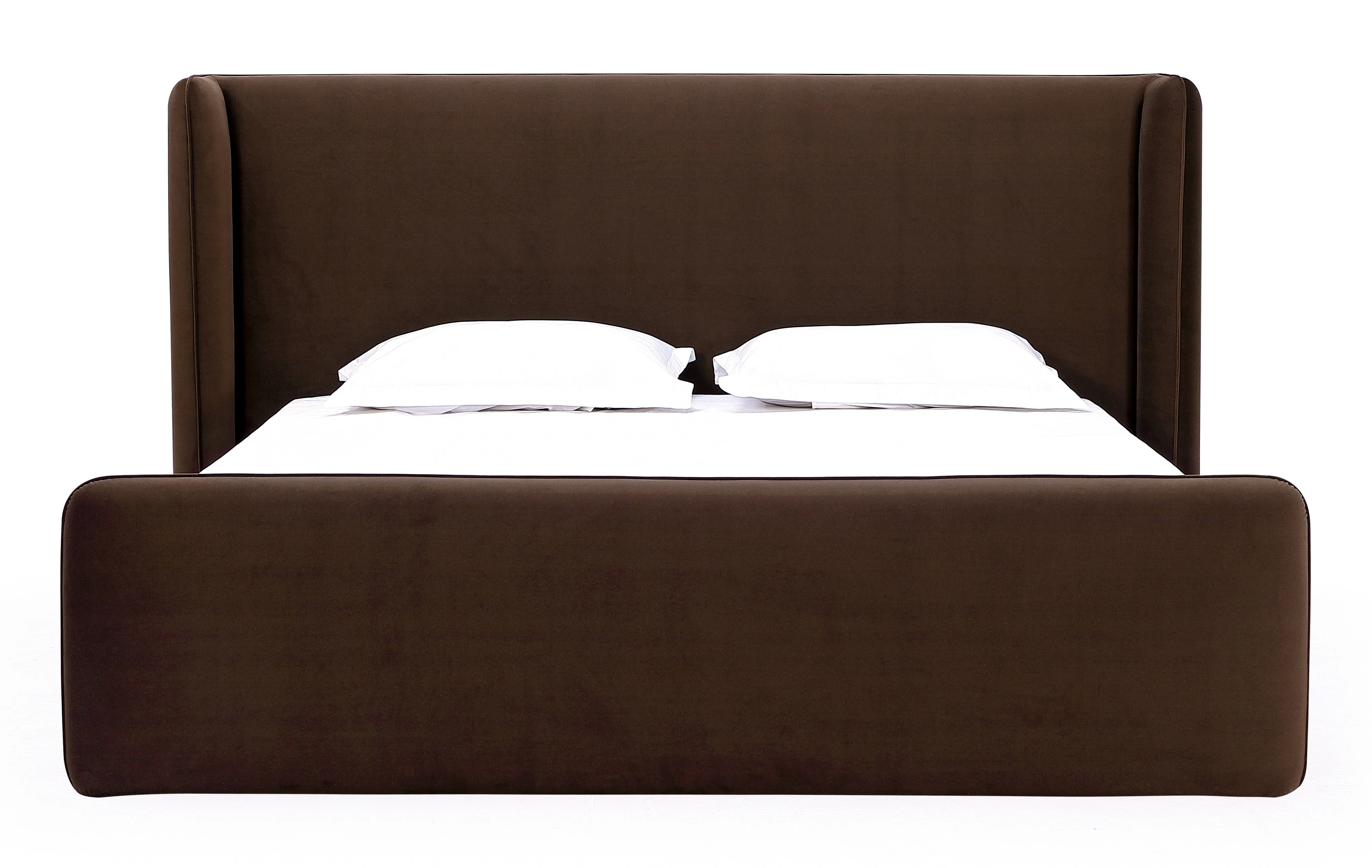 Bacall Cola Velvet California King Upholstered Wingback Platform Bed - Image 5