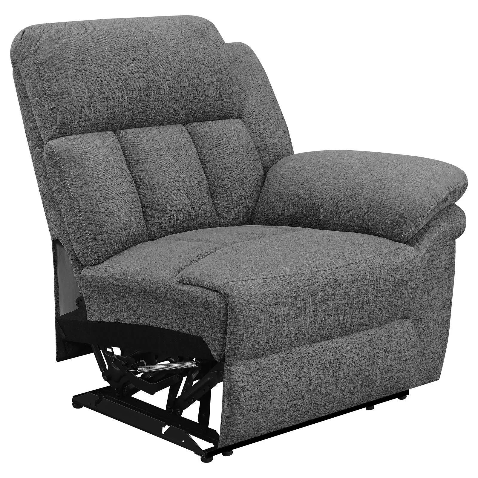 Bahrain Charcoal Upholstered Motion Loveseat with Console - Image 7