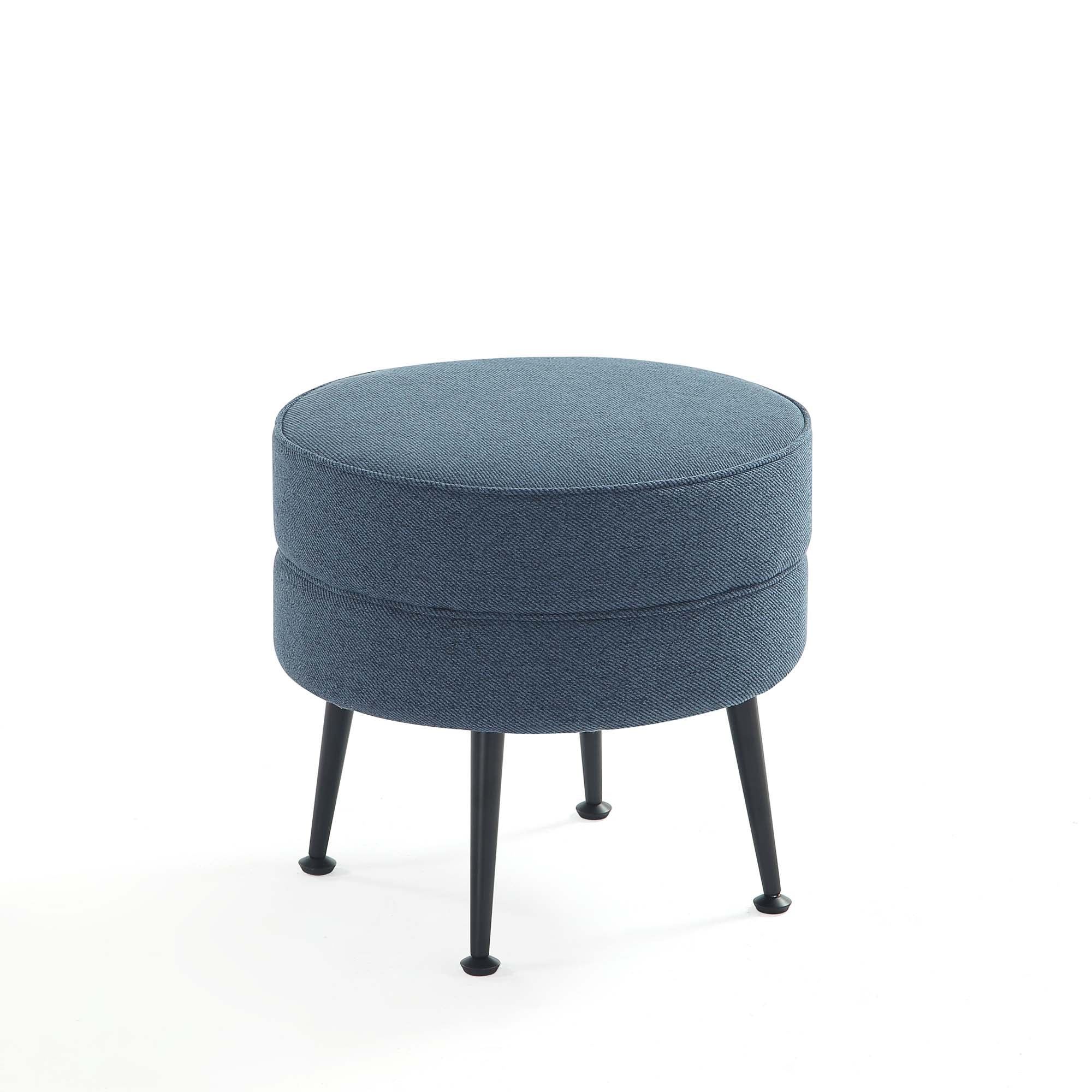 Bailey Ottoman in Blue with Black Feet - Image 10
