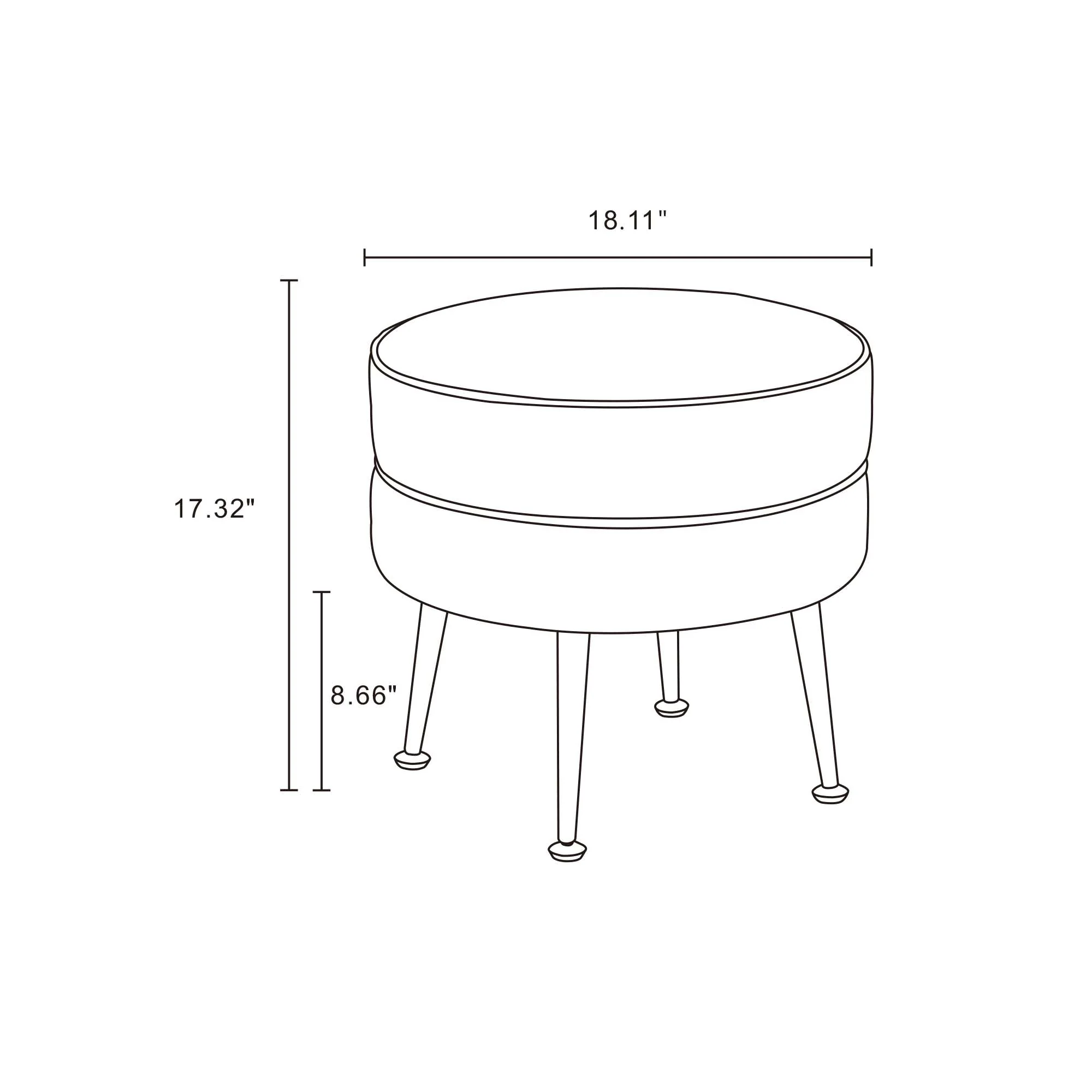 Bailey Ottoman in Grey with Gold Feet - Image 3