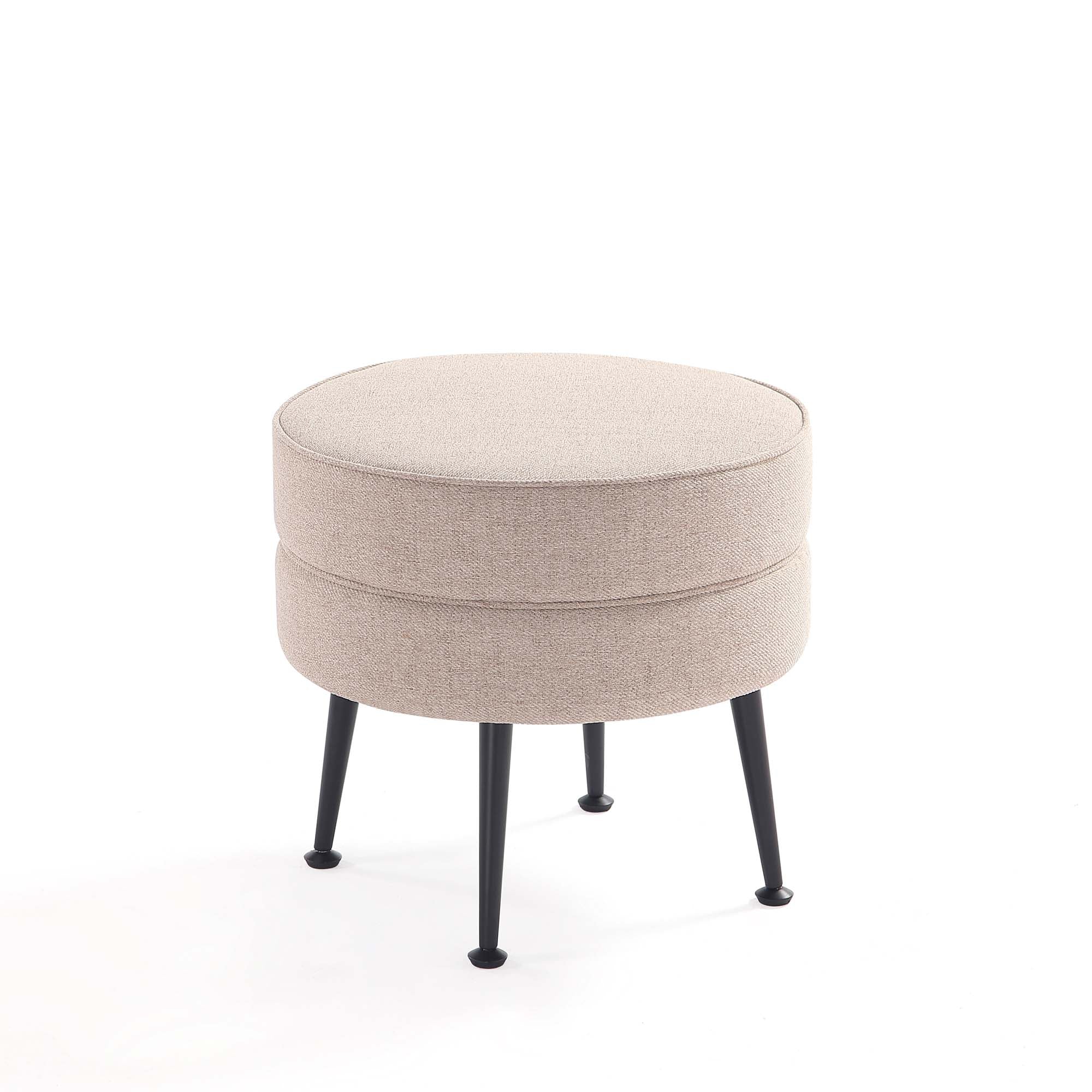 Bailey Ottoman in Oatmeal with Black Feet - Image 10