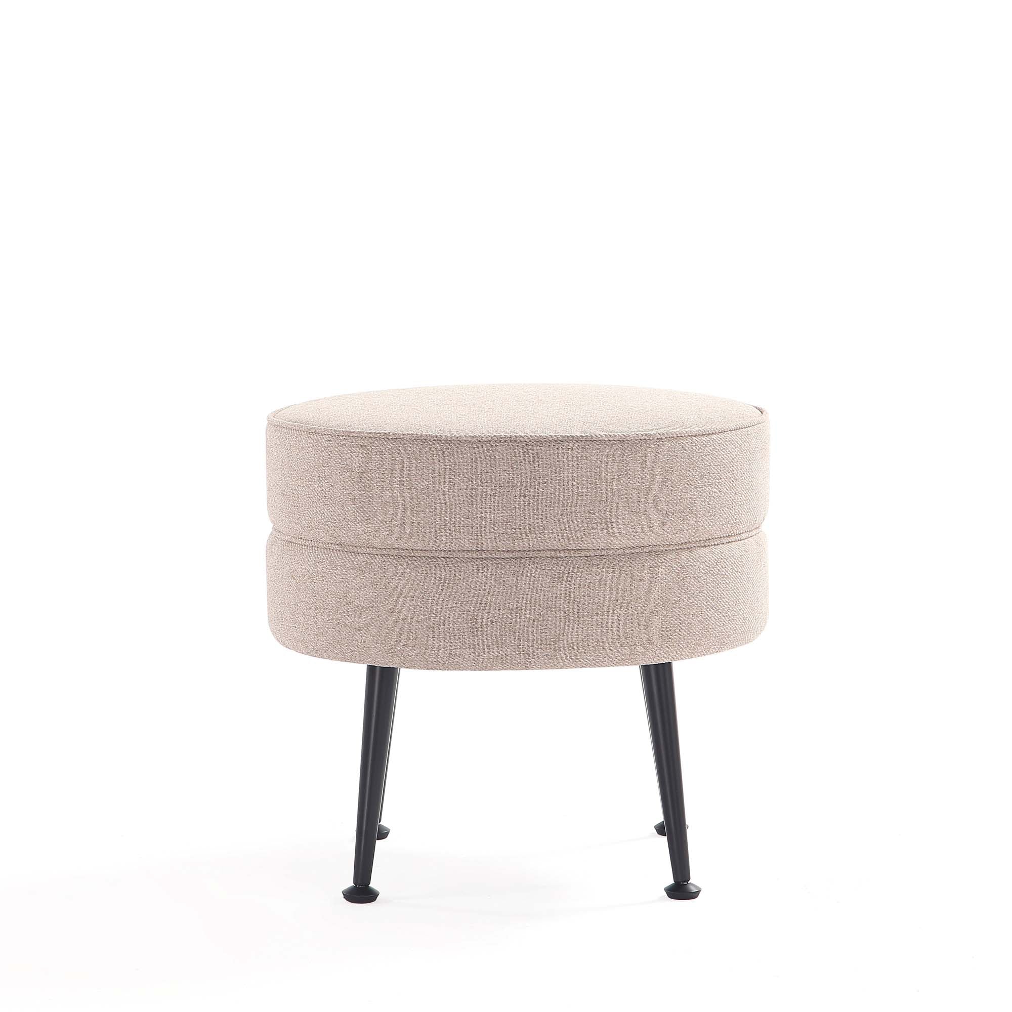 Bailey Ottoman in Oatmeal with Black Feet - Image 9