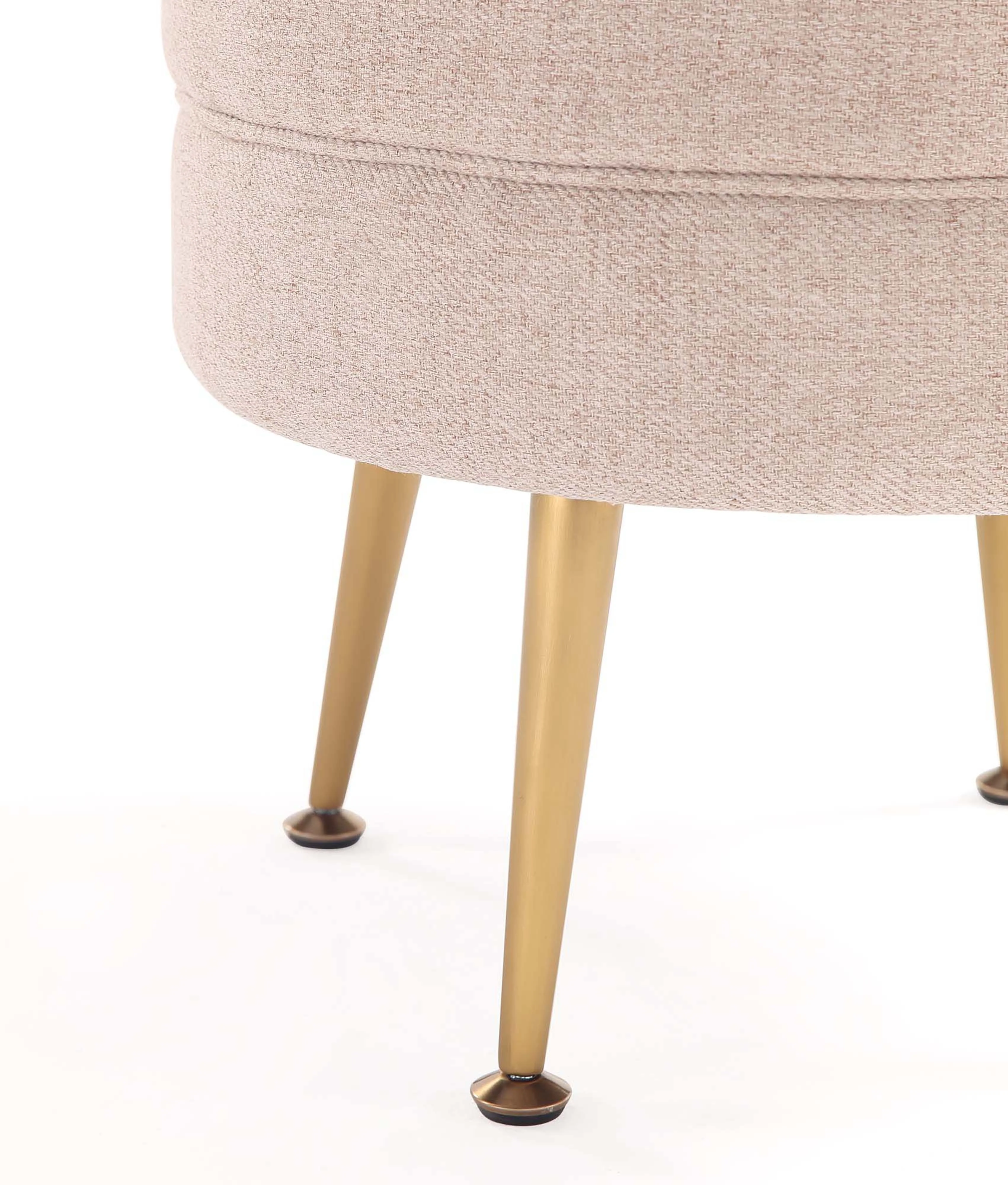Bailey Ottoman in Oatmeal with Gold Feet - Image 4