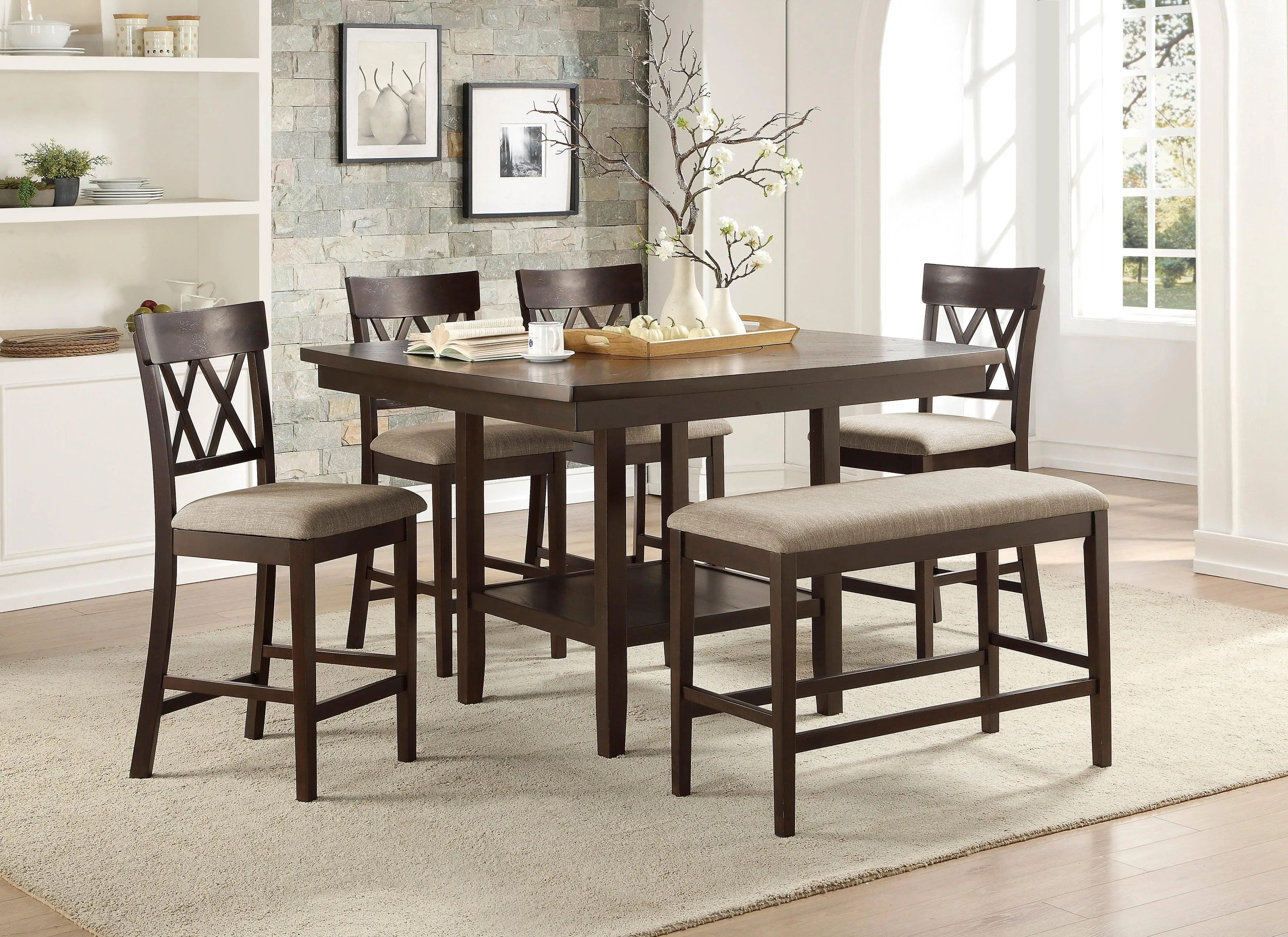 Balin Dark Brown Counter Height Table with Lazy Susan - Image 7
