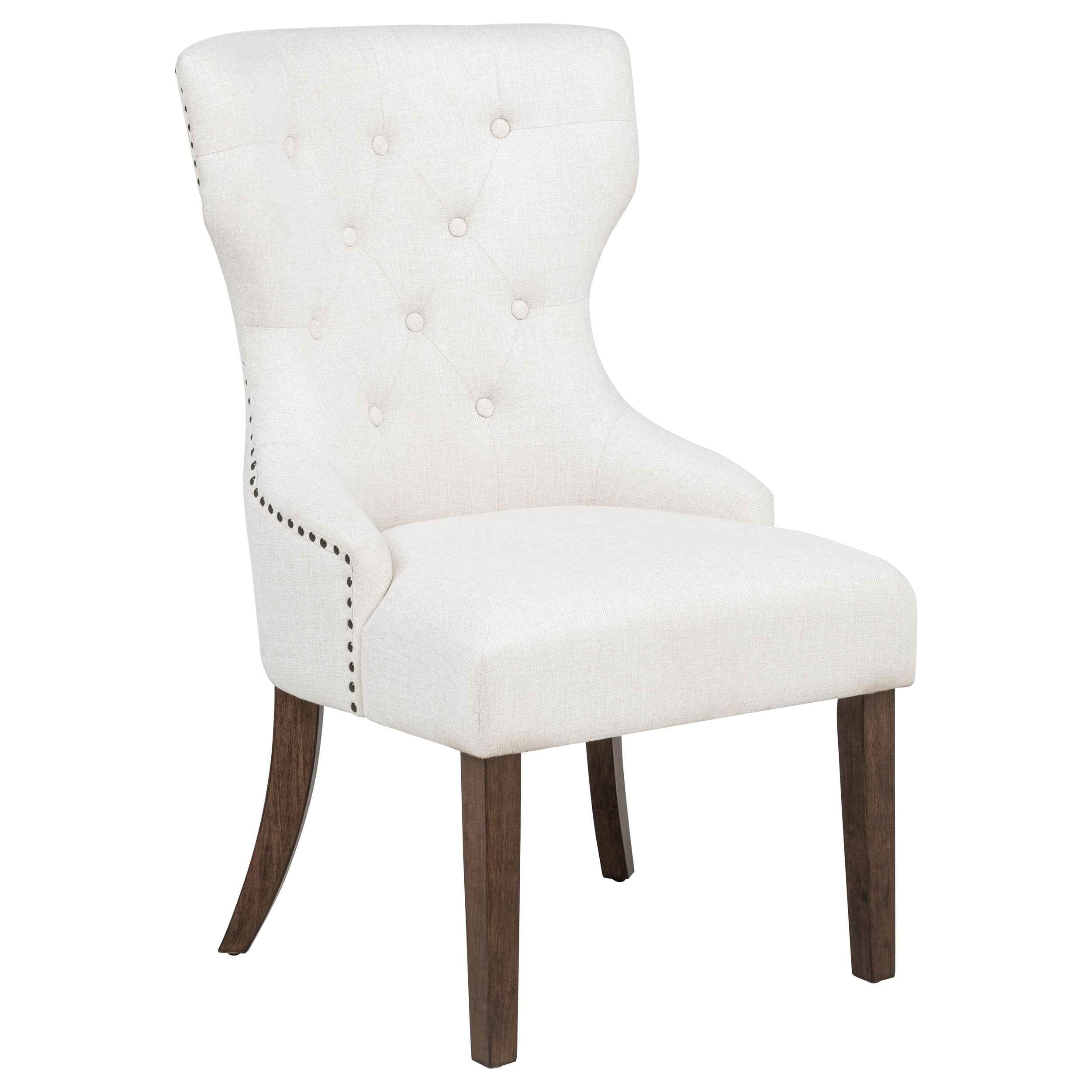 Baney Cream/Dark Oak Fabric Upholstered Dining Side Chair - Image 2