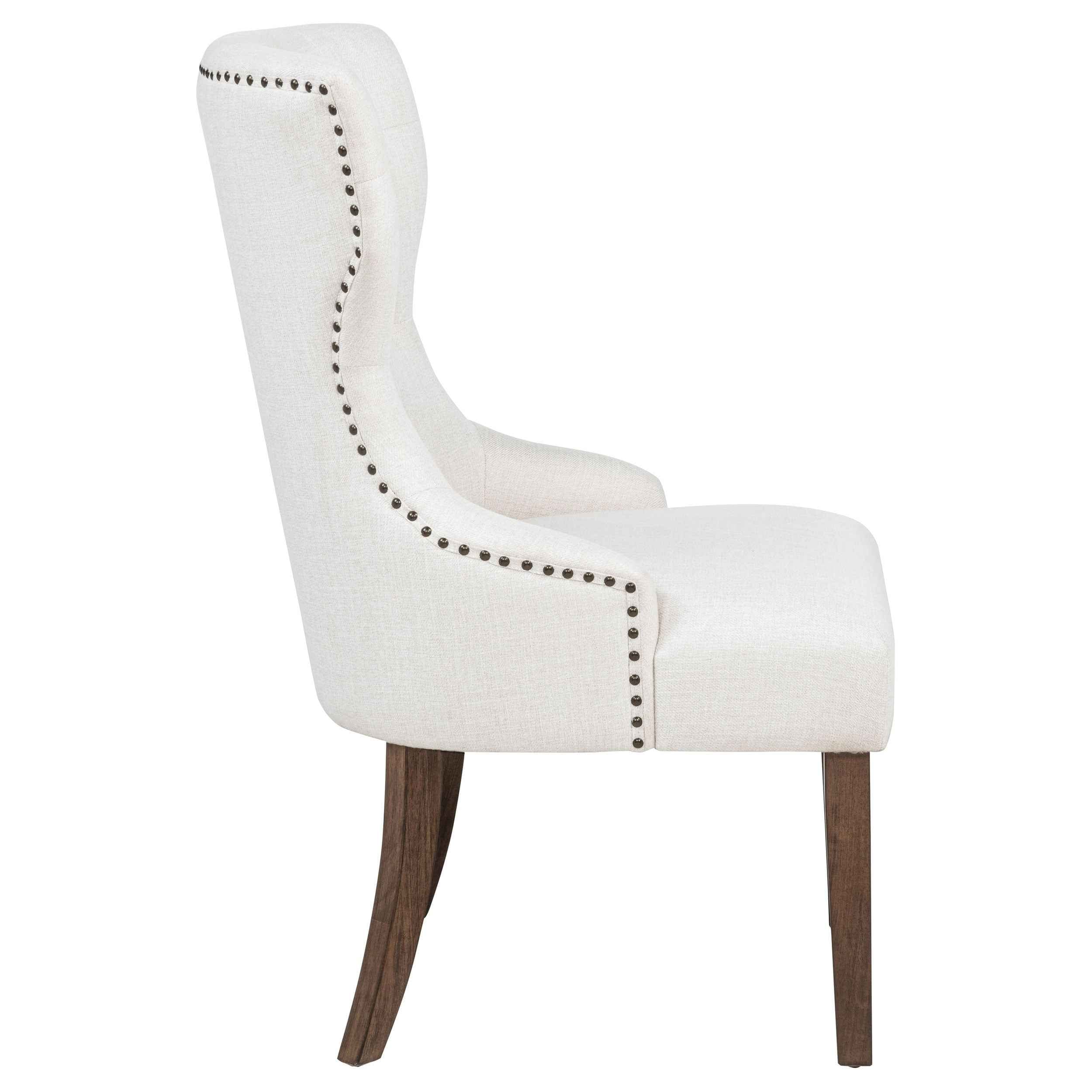 Baney Cream/Dark Oak Fabric Upholstered Dining Side Chair - Image 9