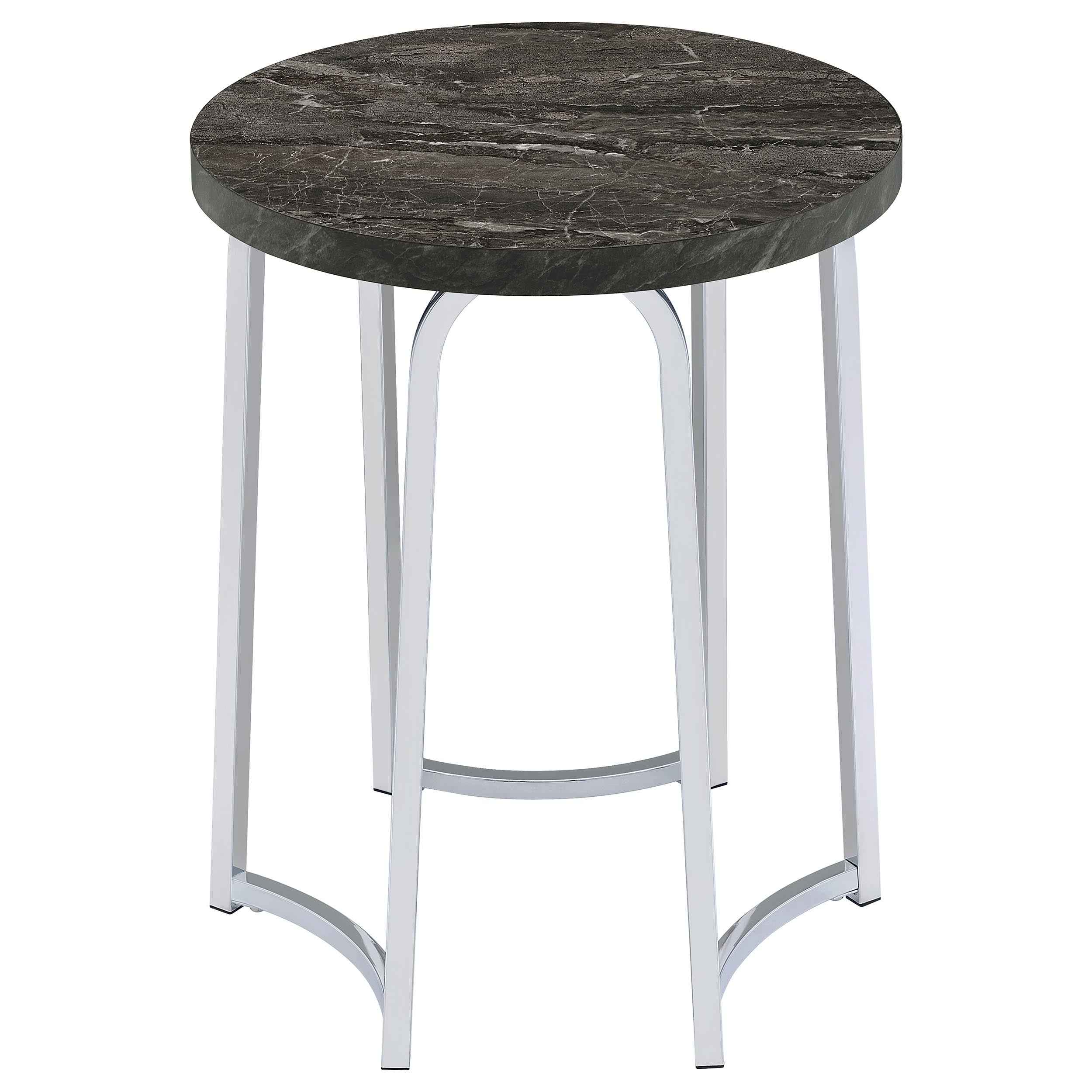 Barcelo Grey Round Faux Marble Top Metal Side Table - Image 2