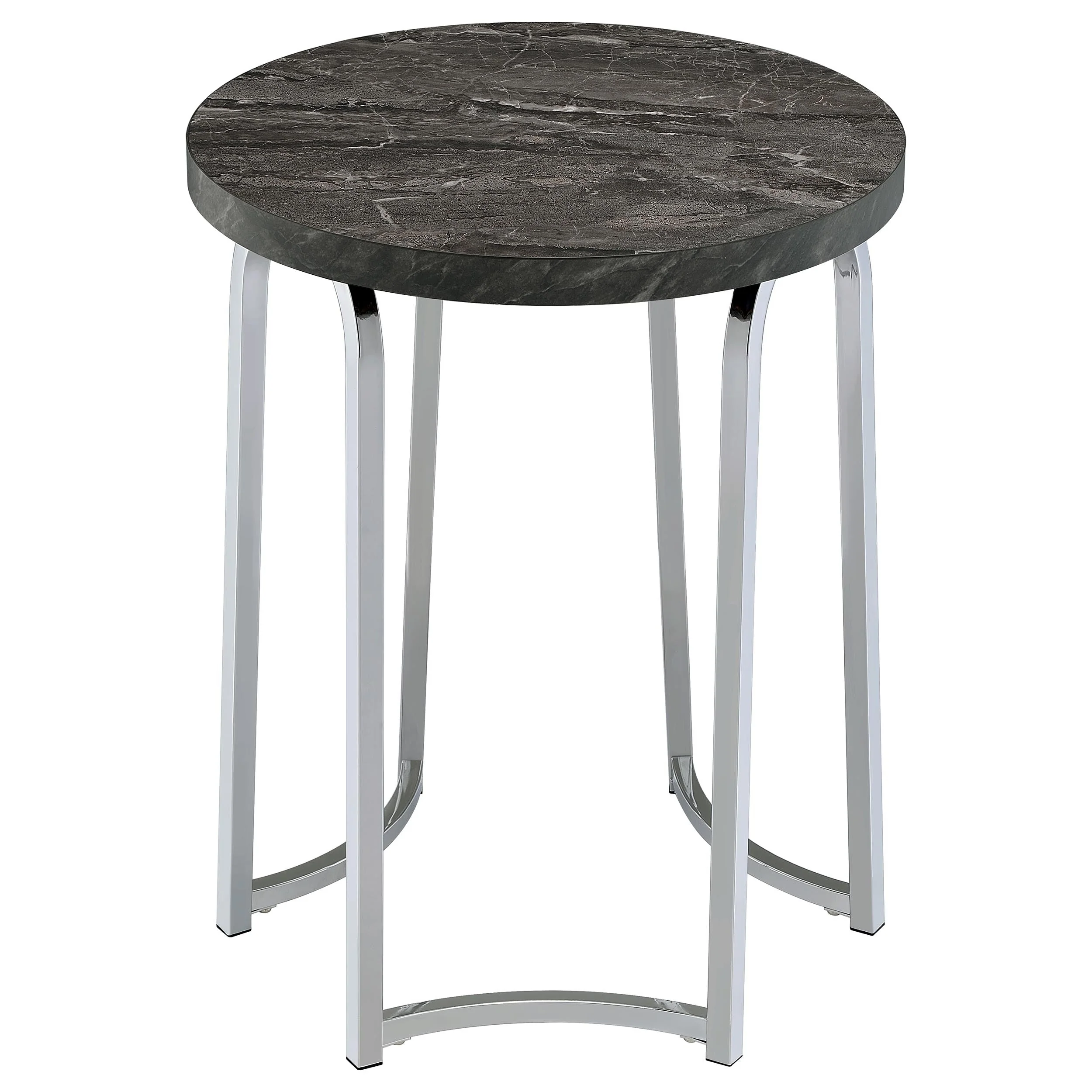 Barcelo Grey Round Faux Marble Top Metal Side Table - Image 5