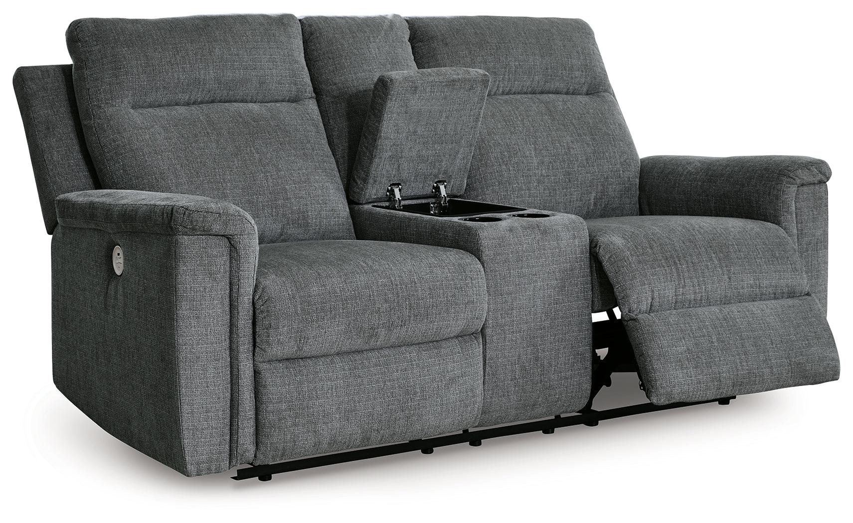 Barnsana Gravel Power Reclining Loveseat with Console - Image 4