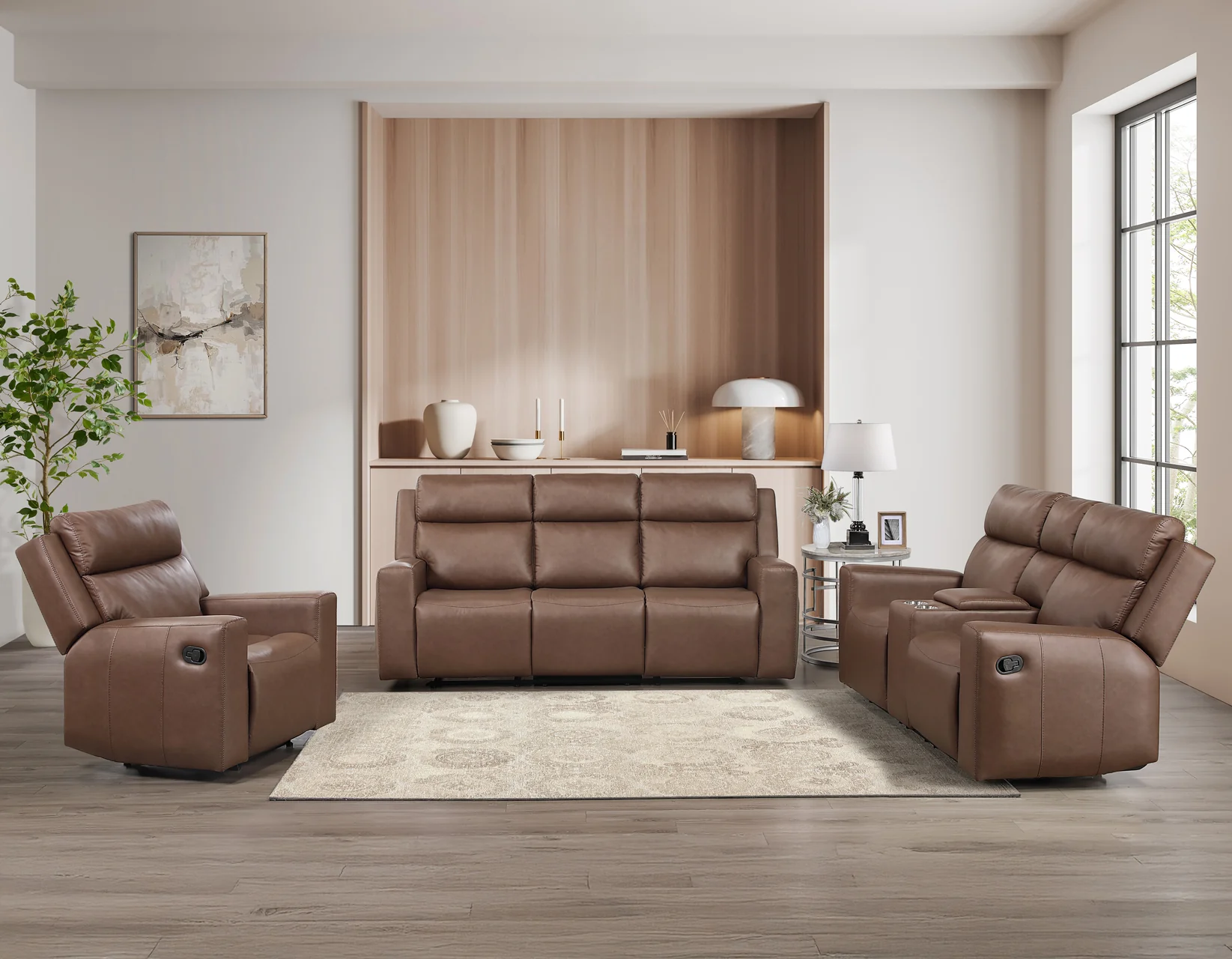Barron Brown 3-Piece Manual Reclining Living Room Set