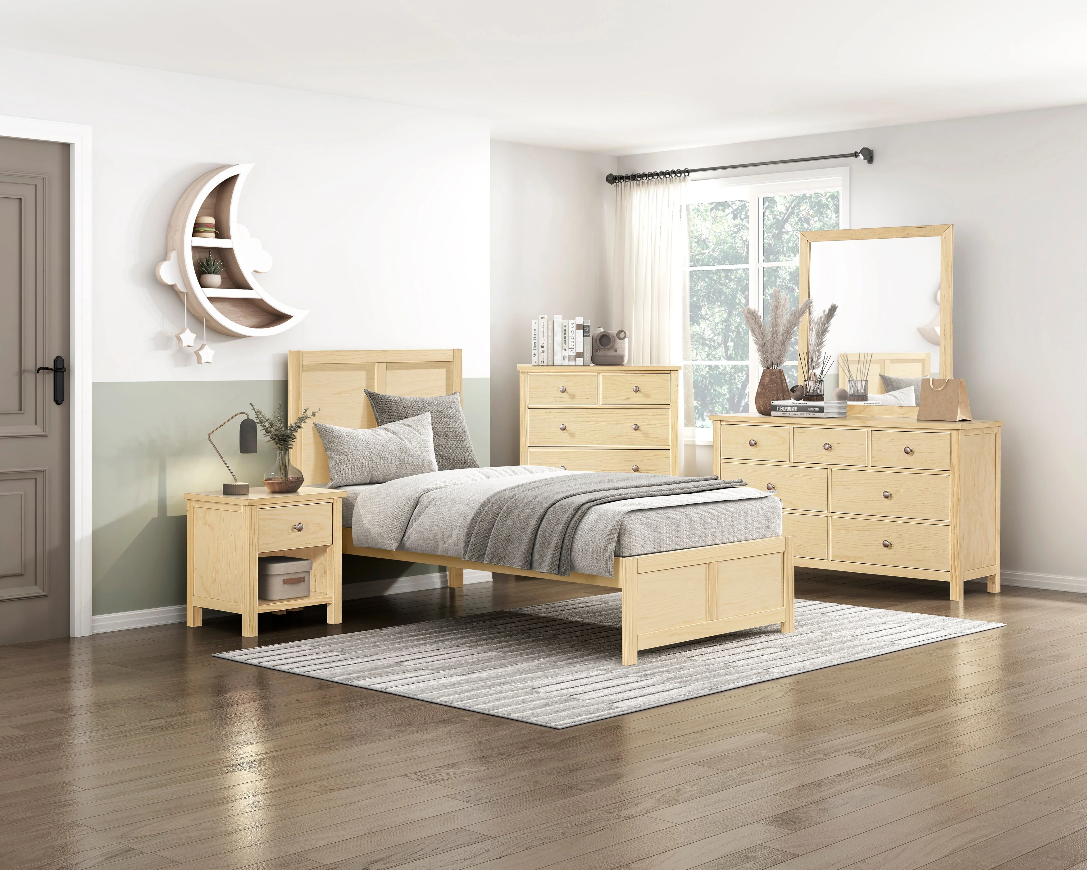 Bartly Natural Pine Twin Platform Bed - Image 23