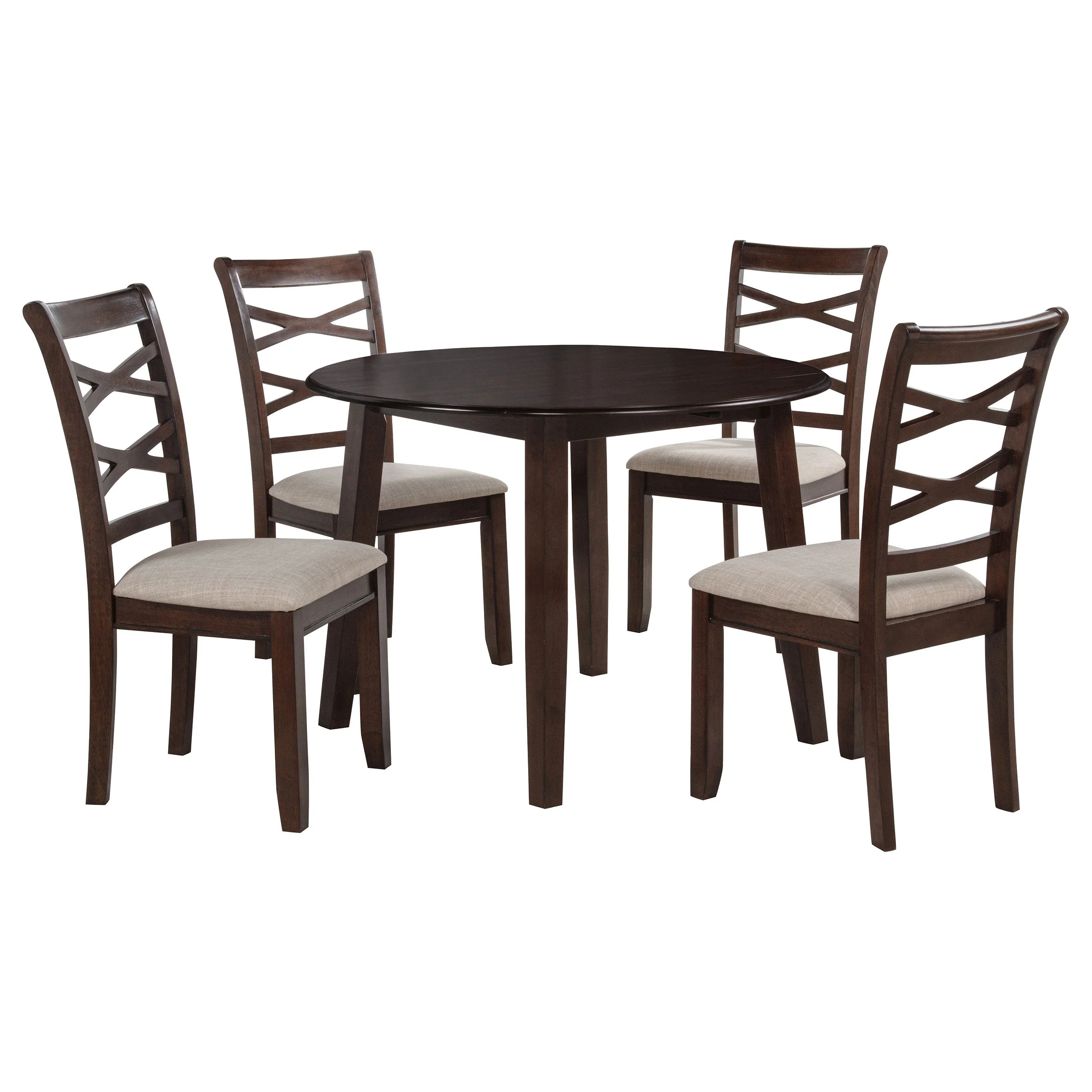 Barton Dark Brown 5-piece Round Wood Dining Table Set - Image 3