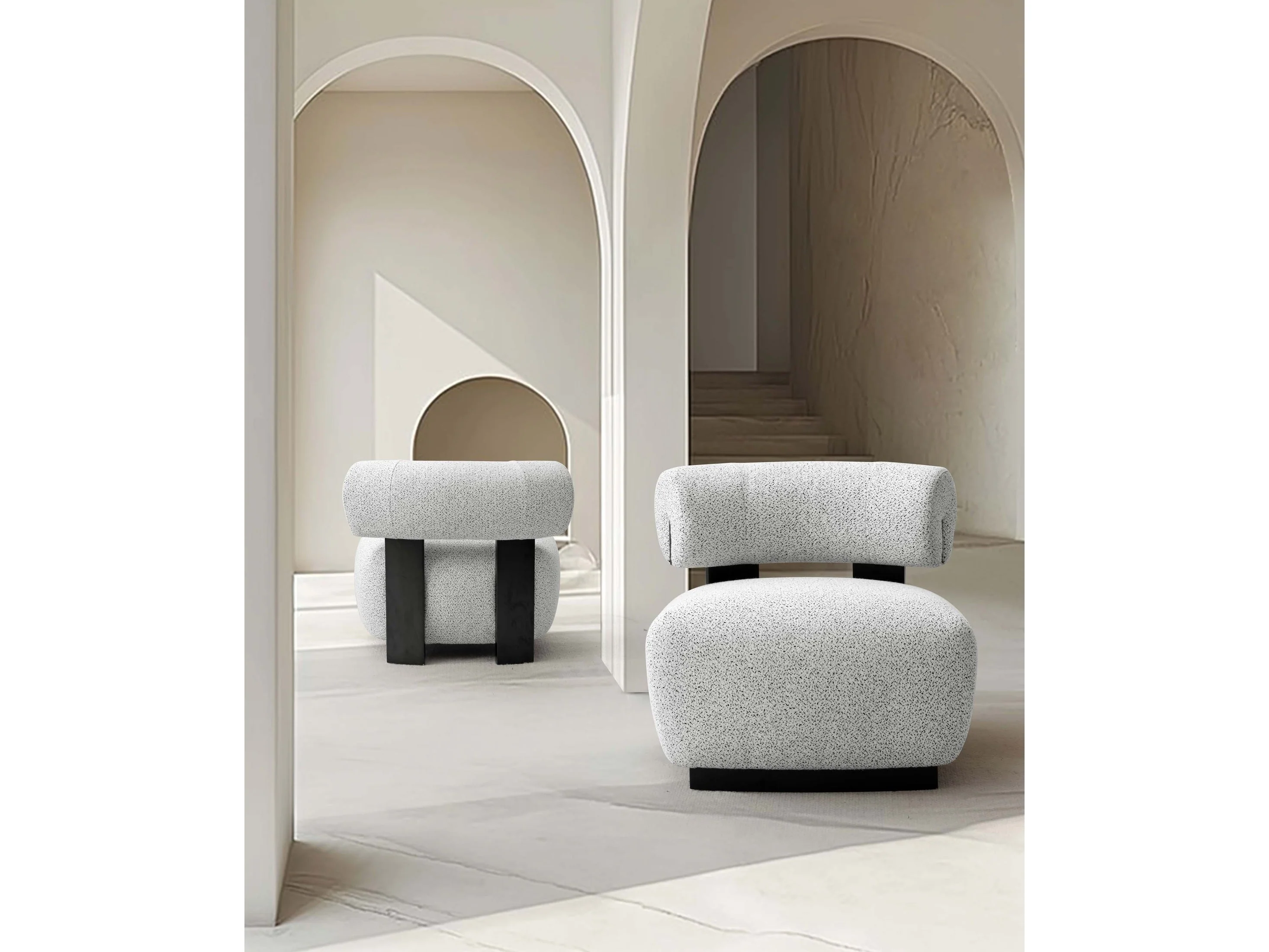 Bartow Accent Chair in Ivory and Black (Set of 2)
