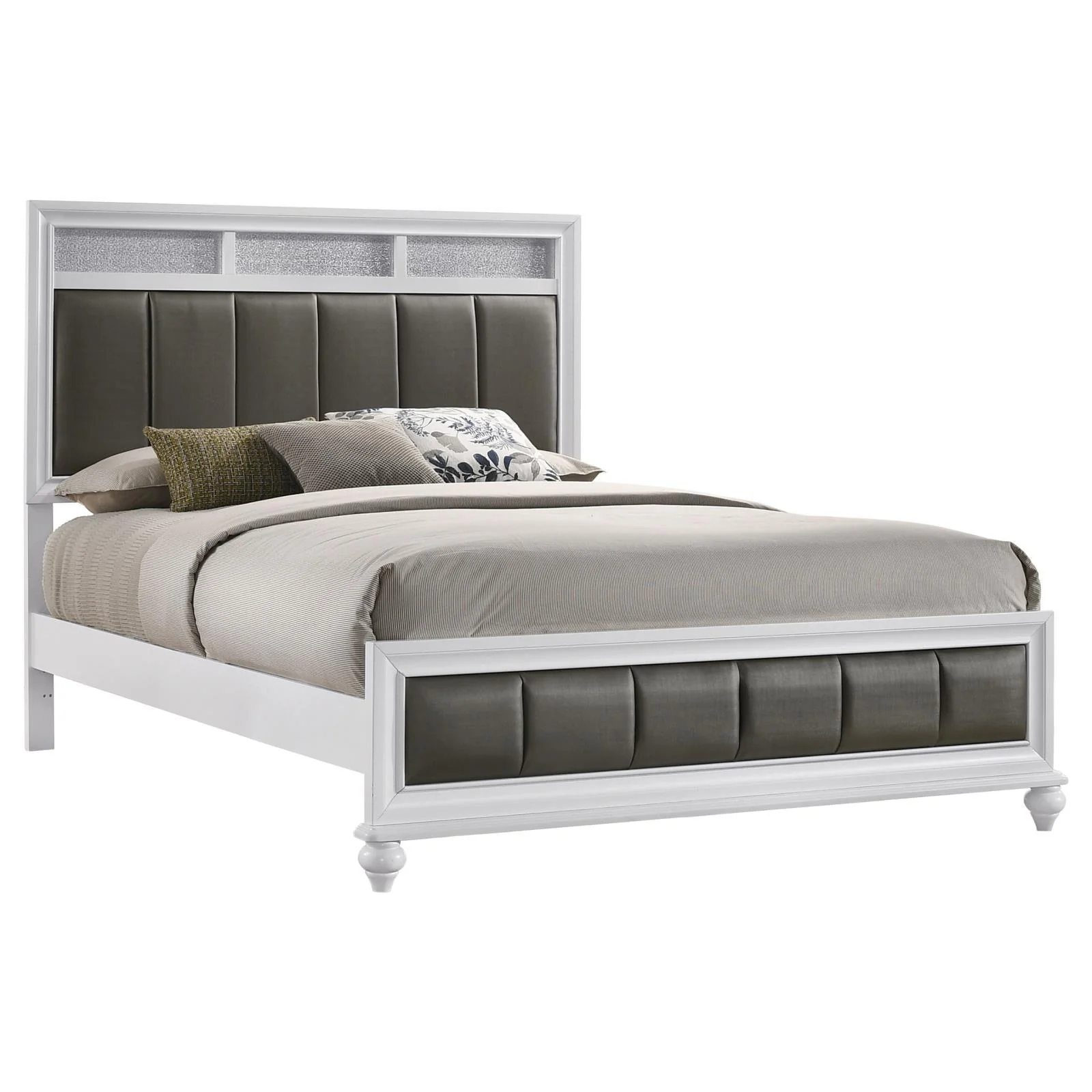 Barzini California King Upholstered Panel Bed White - Image 2