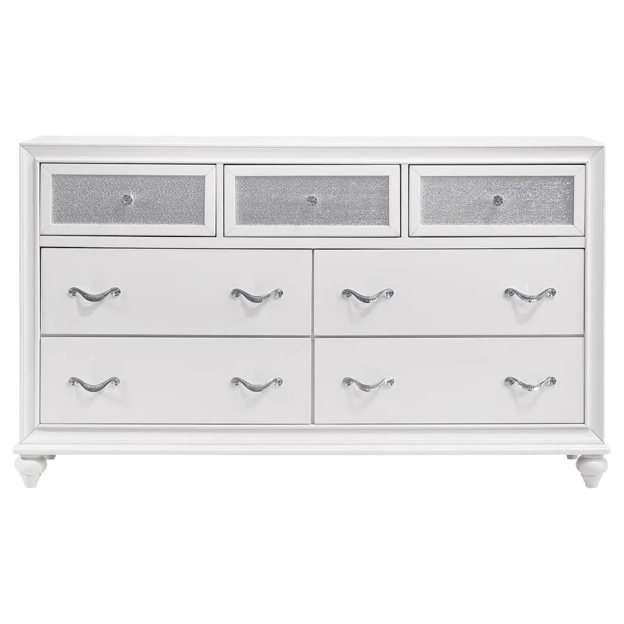 Barzini White 5-Piece Eastern King Upholstered Tufted Bedroom Set - Image 8