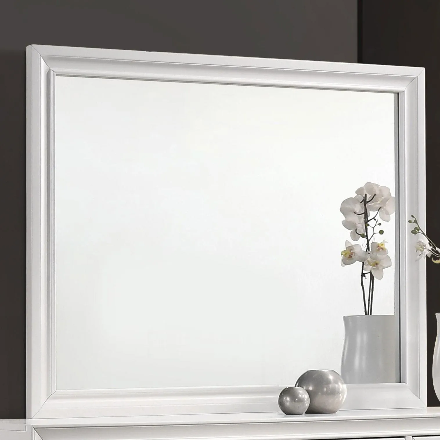 Barzini White Rectangle Dresser Mirror