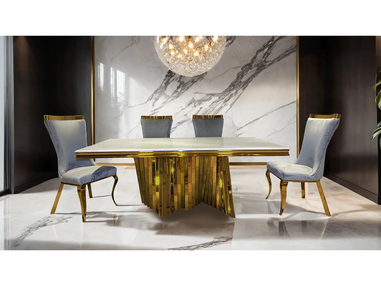 Basilicata Gold/Gray 7-Piece Dining Set